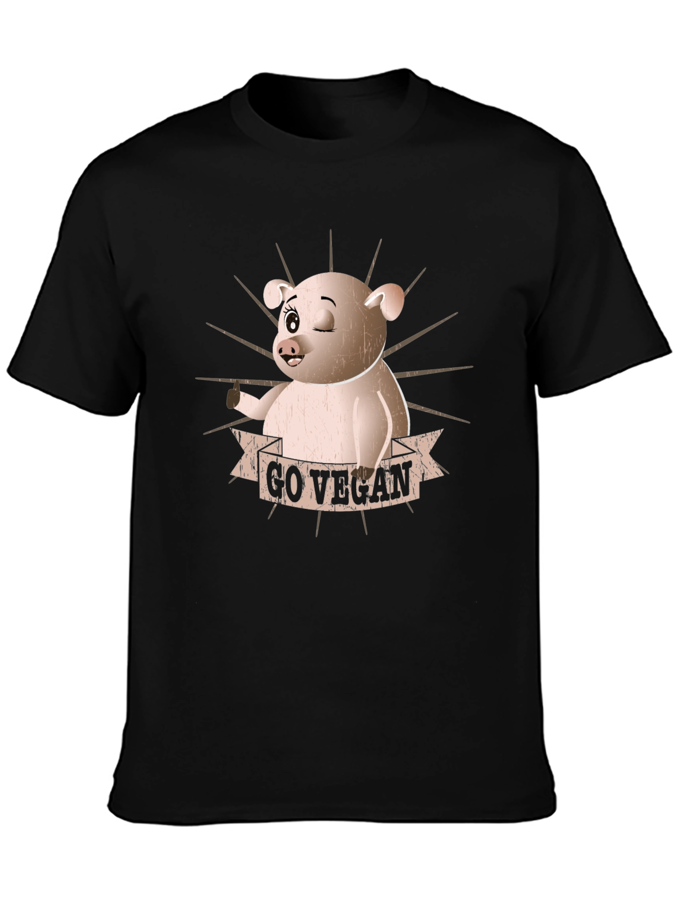 Go Vegan Pig Graphic T-Shirt