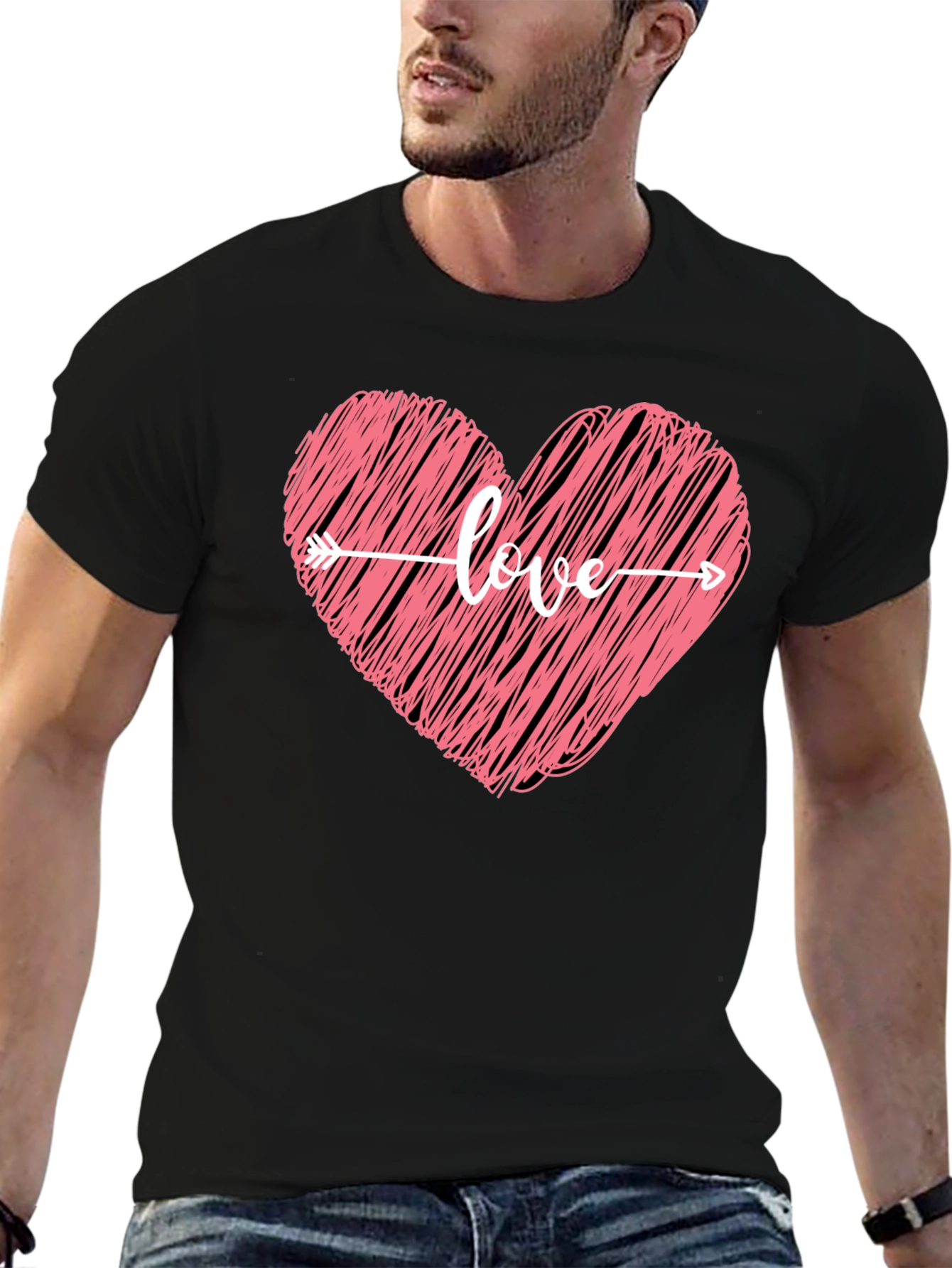 Love Heart Arrow Graphic Tee - Black T-Shirt