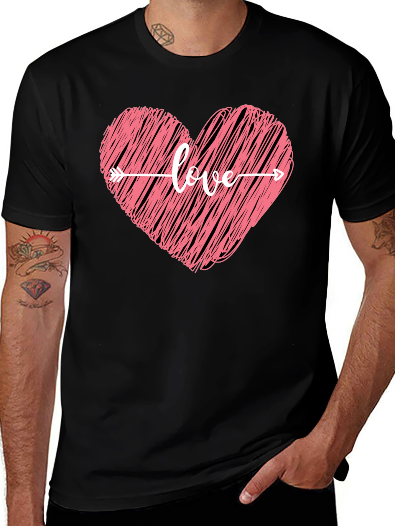 Love Heart Arrow Graphic Tee - Black T-Shirt