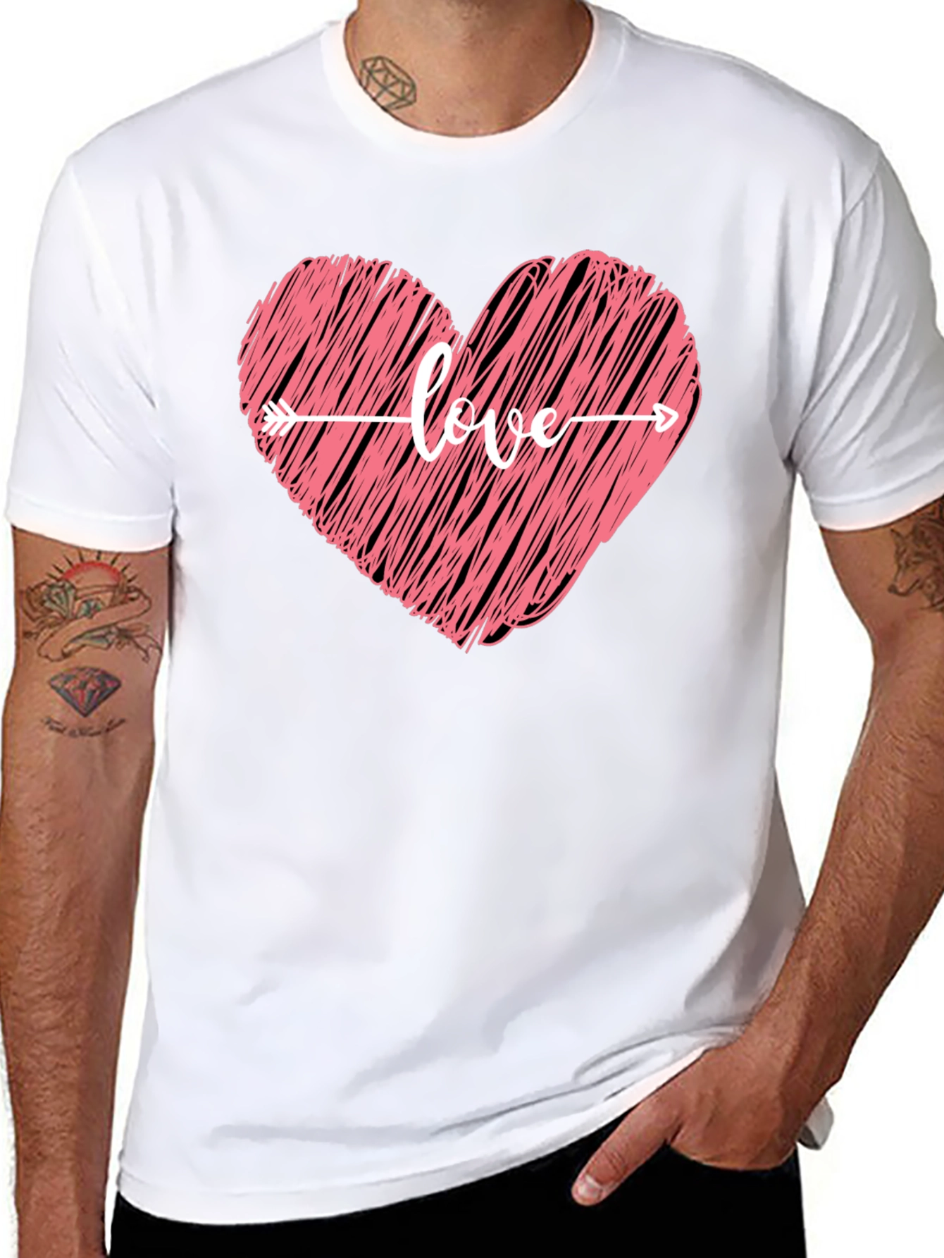 Love Heart Arrow Graphic Tee - Black T-Shirt