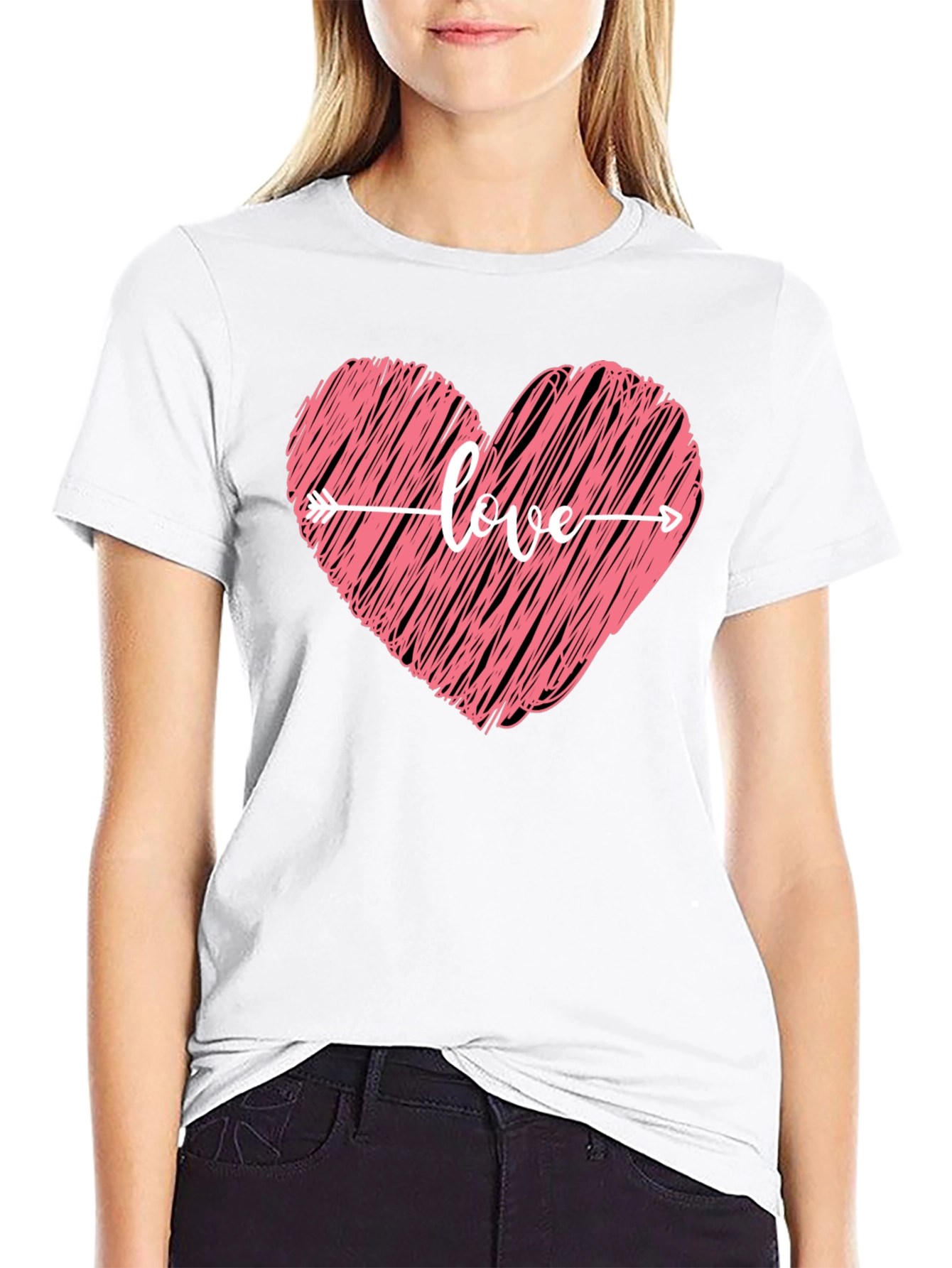 Love Heart Arrow Graphic Tee - Black T-Shirt