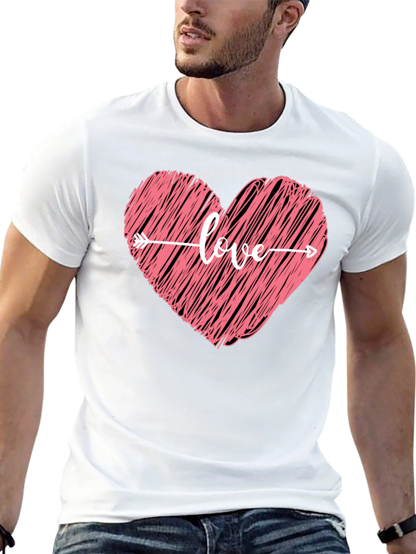 Love Heart Arrow Graphic Tee - Black T-Shirt
