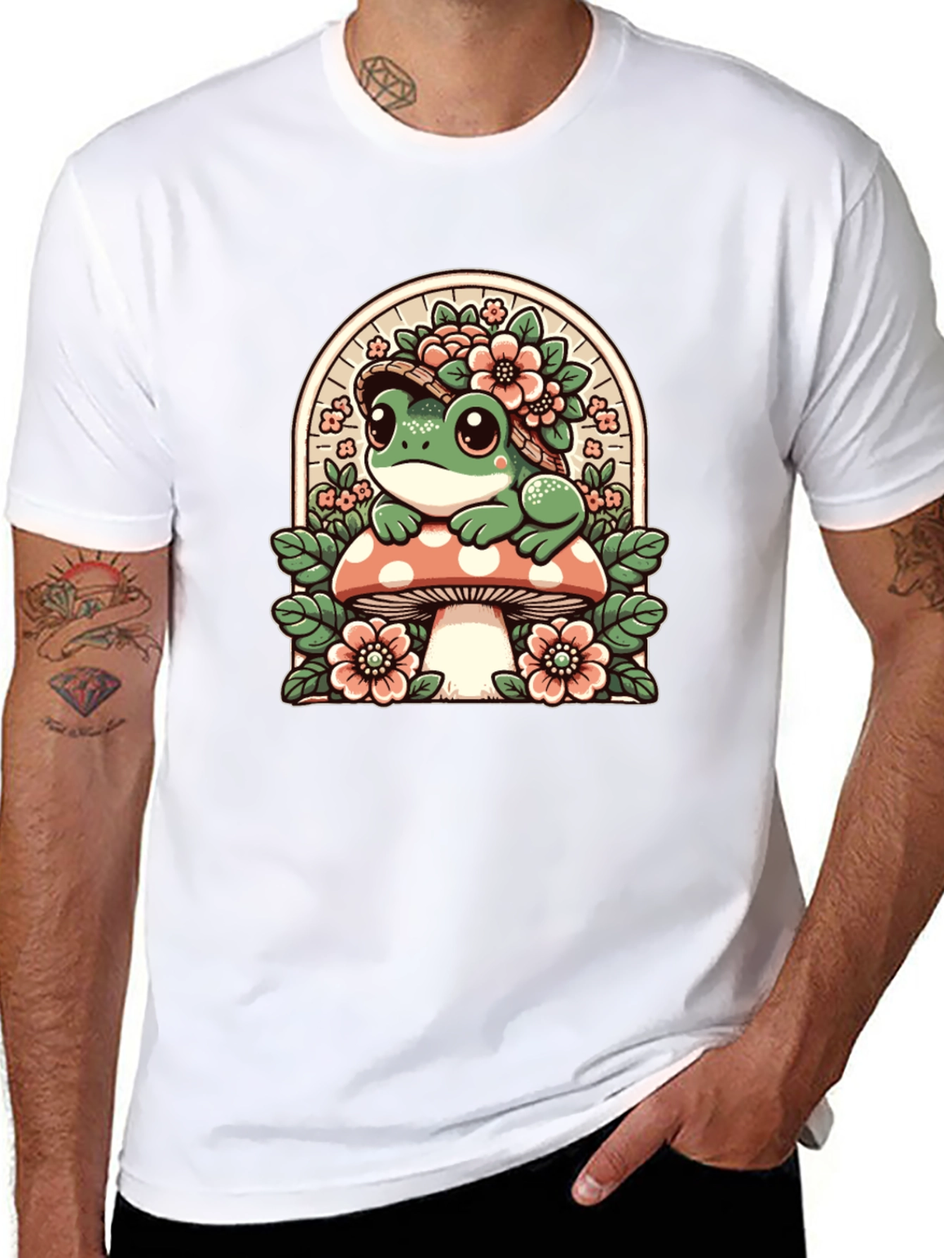 Frog on Mushroom Graphic Tee