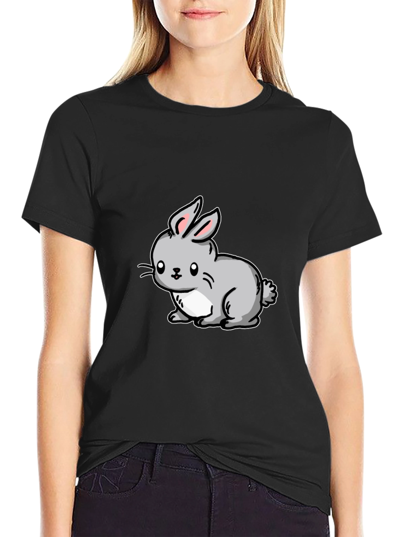 Cute Cartoon Rabbit Graphic T-Shirt