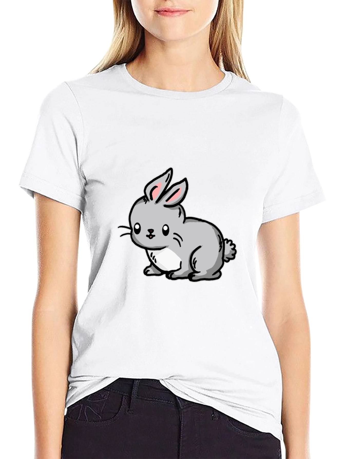 Cute Cartoon Rabbit Graphic T-Shirt