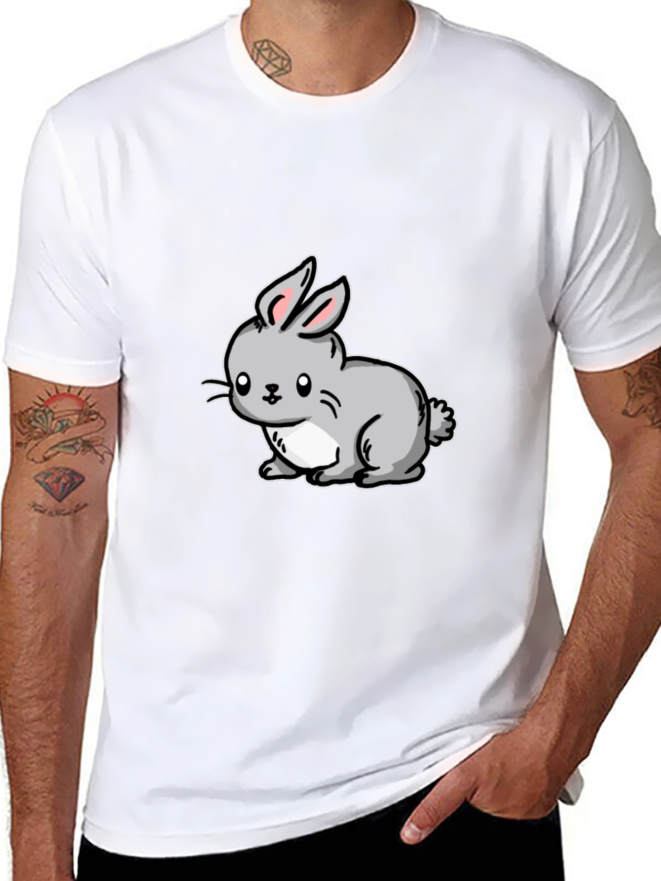 Cute Cartoon Rabbit Graphic T-Shirt