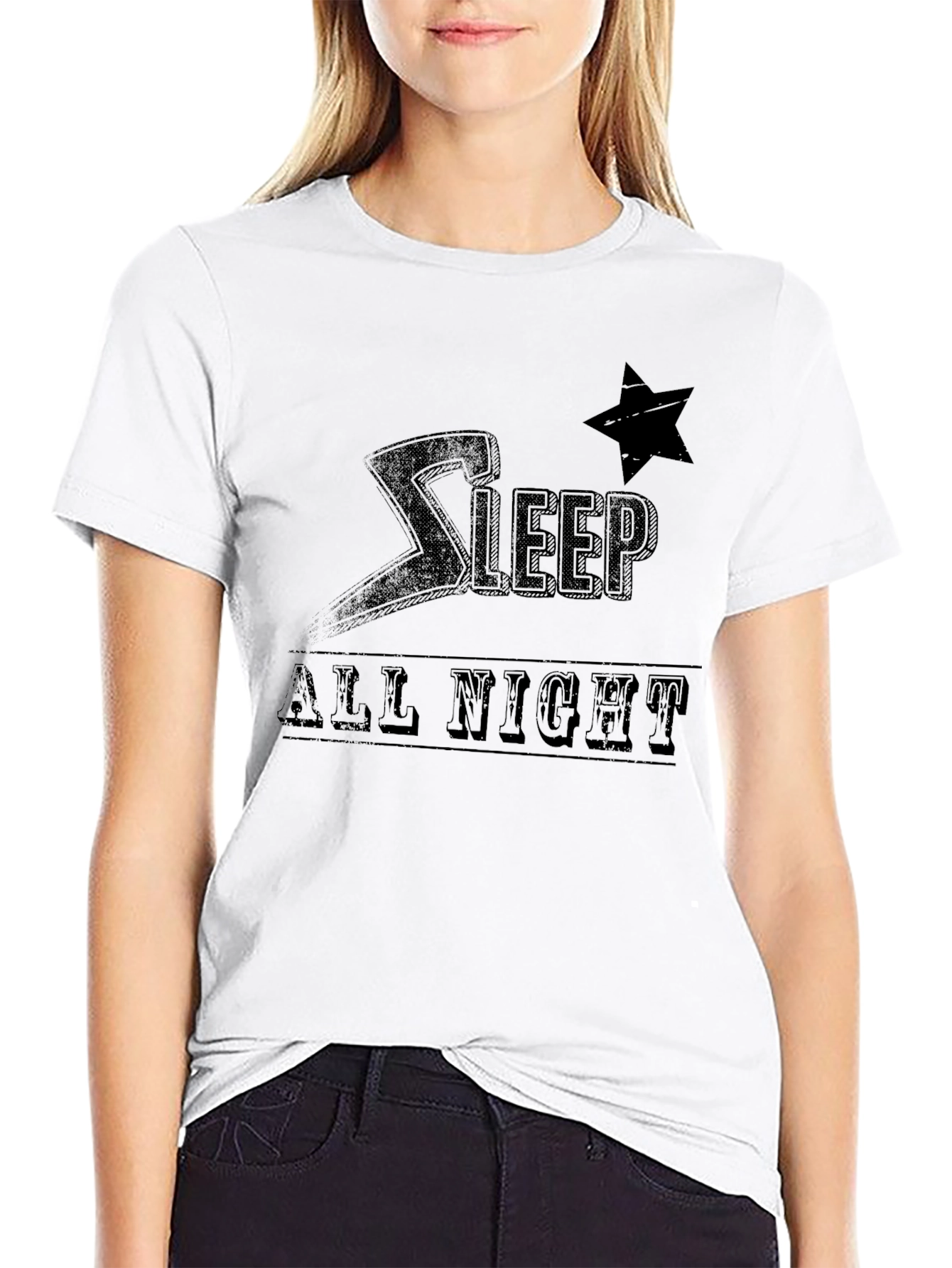 Sleep All Night Black Graphic Tee