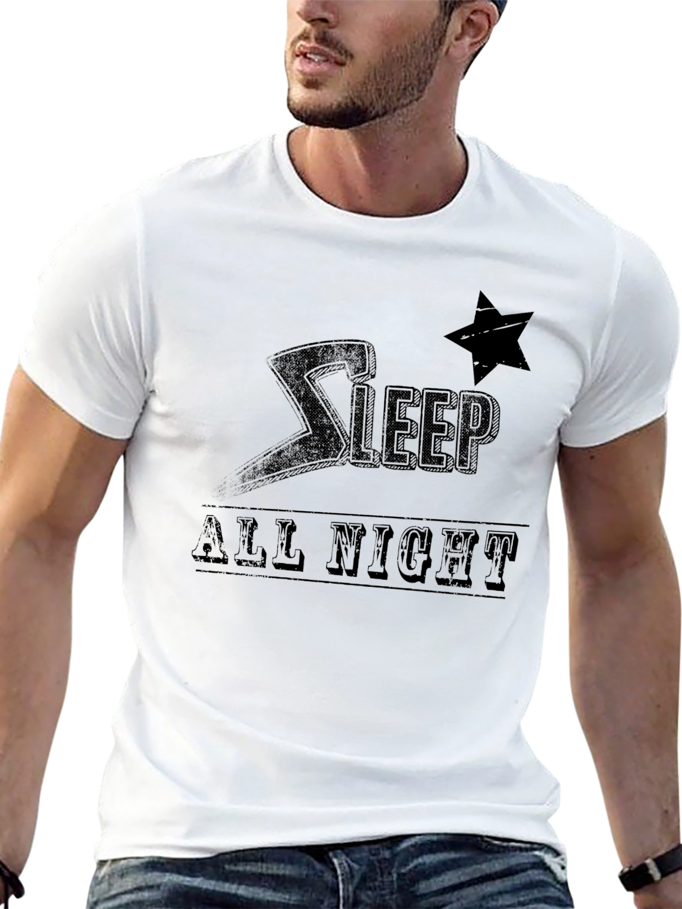Sleep All Night Black Graphic Tee