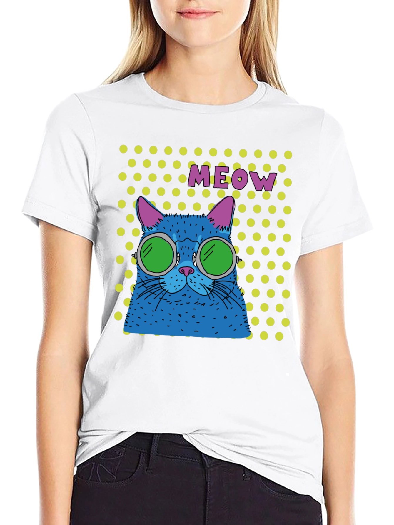 Cool Cat Meow T-Shirt - Black