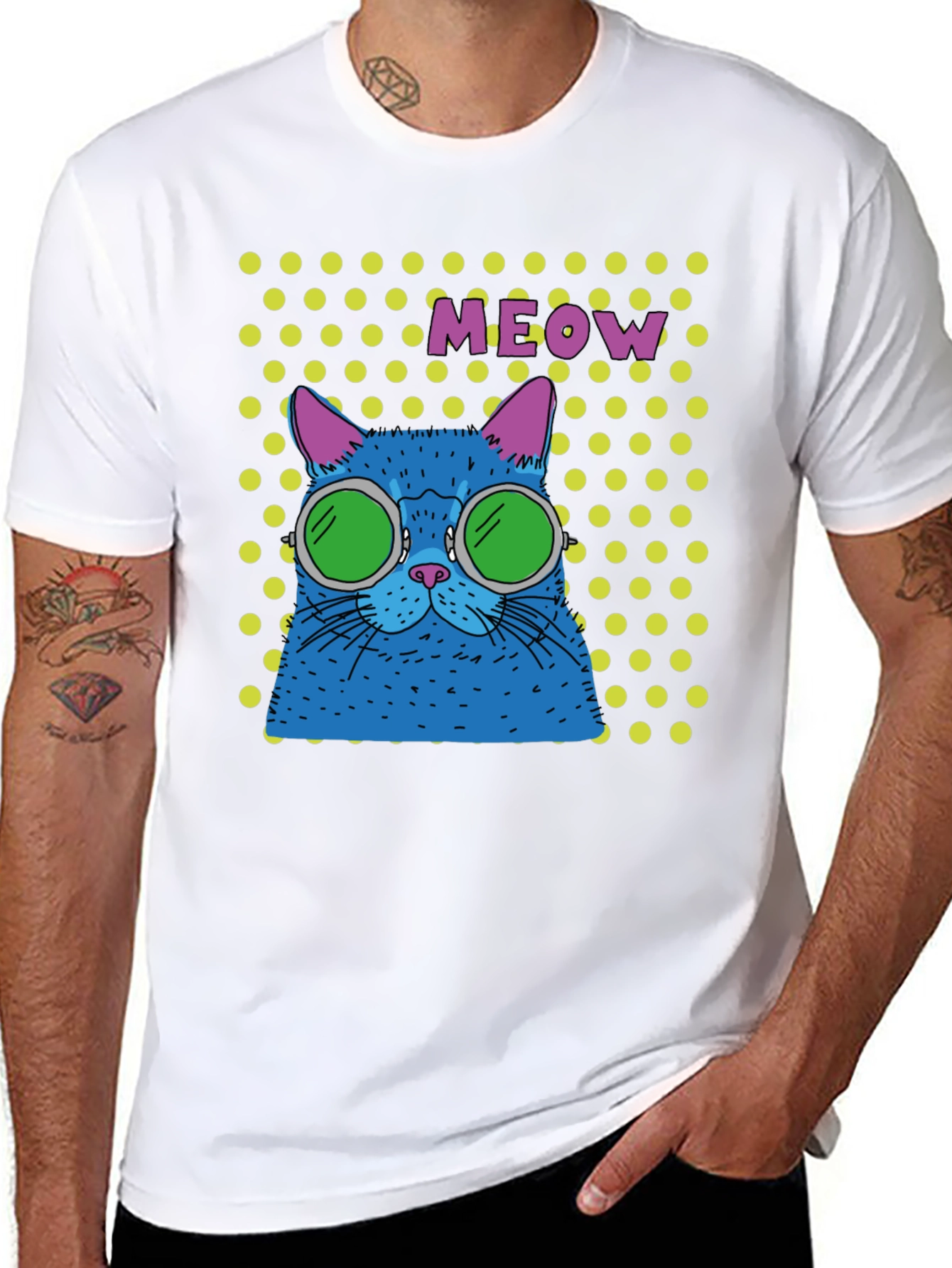 Cool Cat Meow T-Shirt - Black