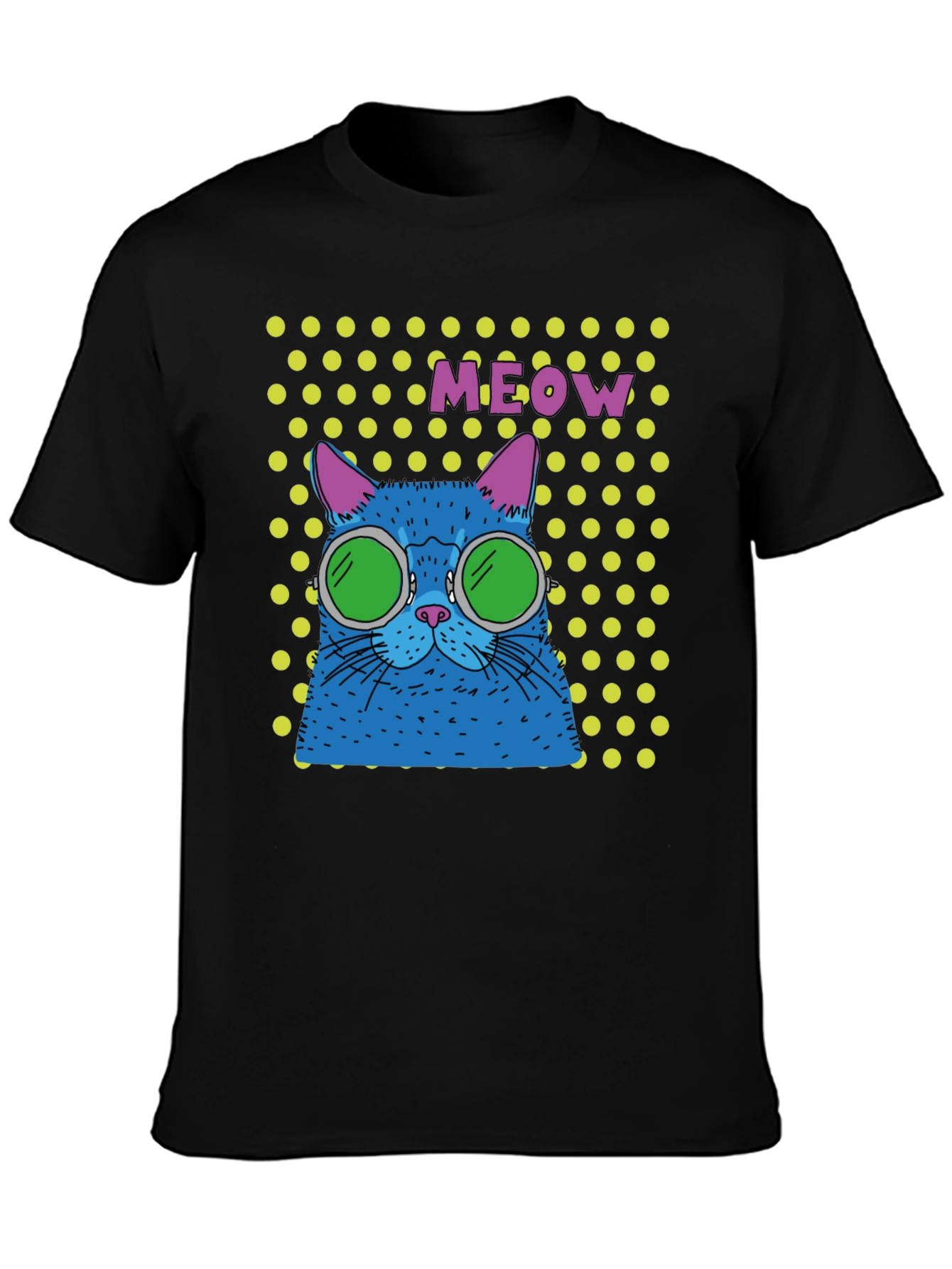Cool Cat Meow T-Shirt - Black