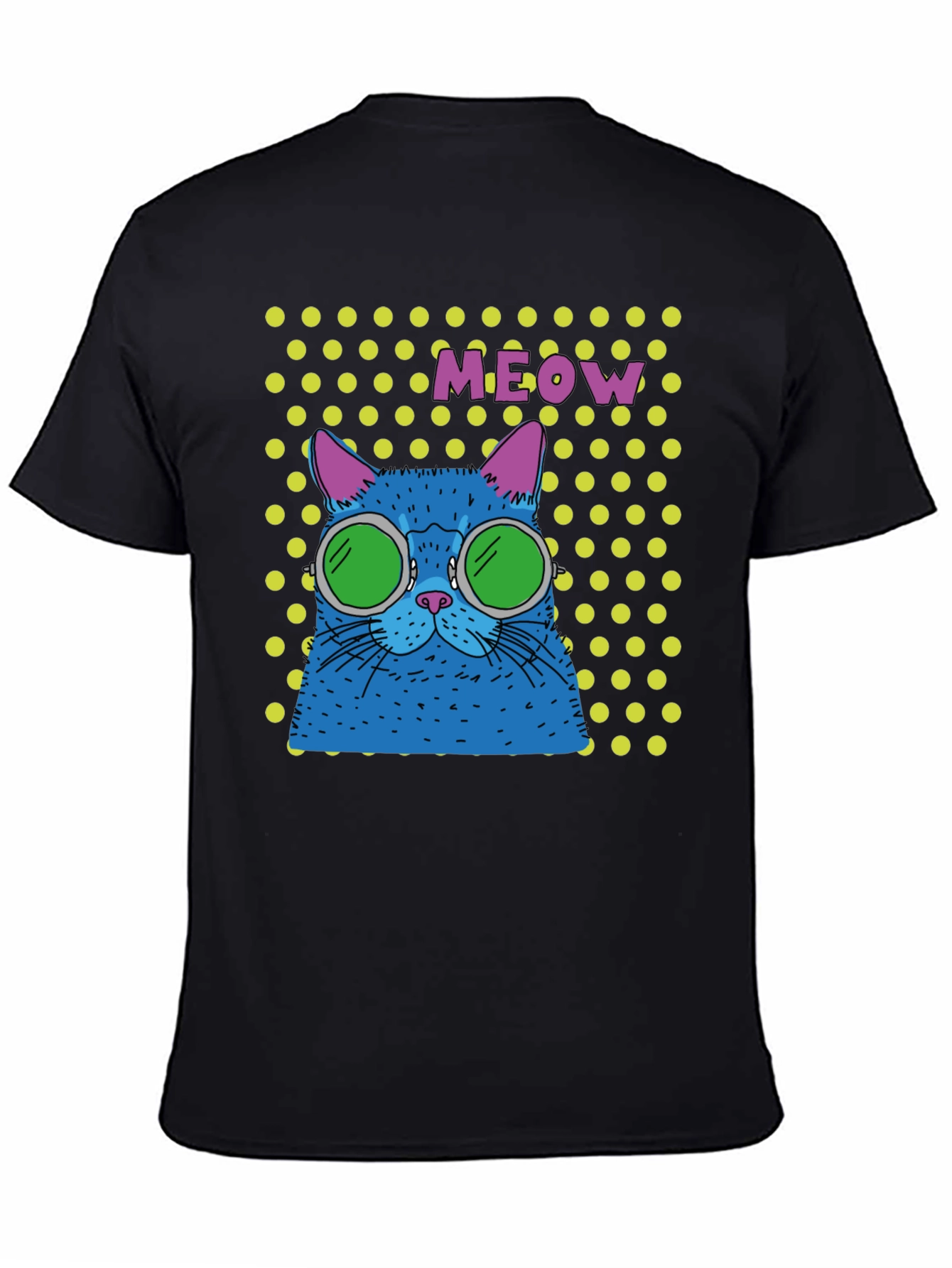 Cool Cat Meow T-Shirt - Black