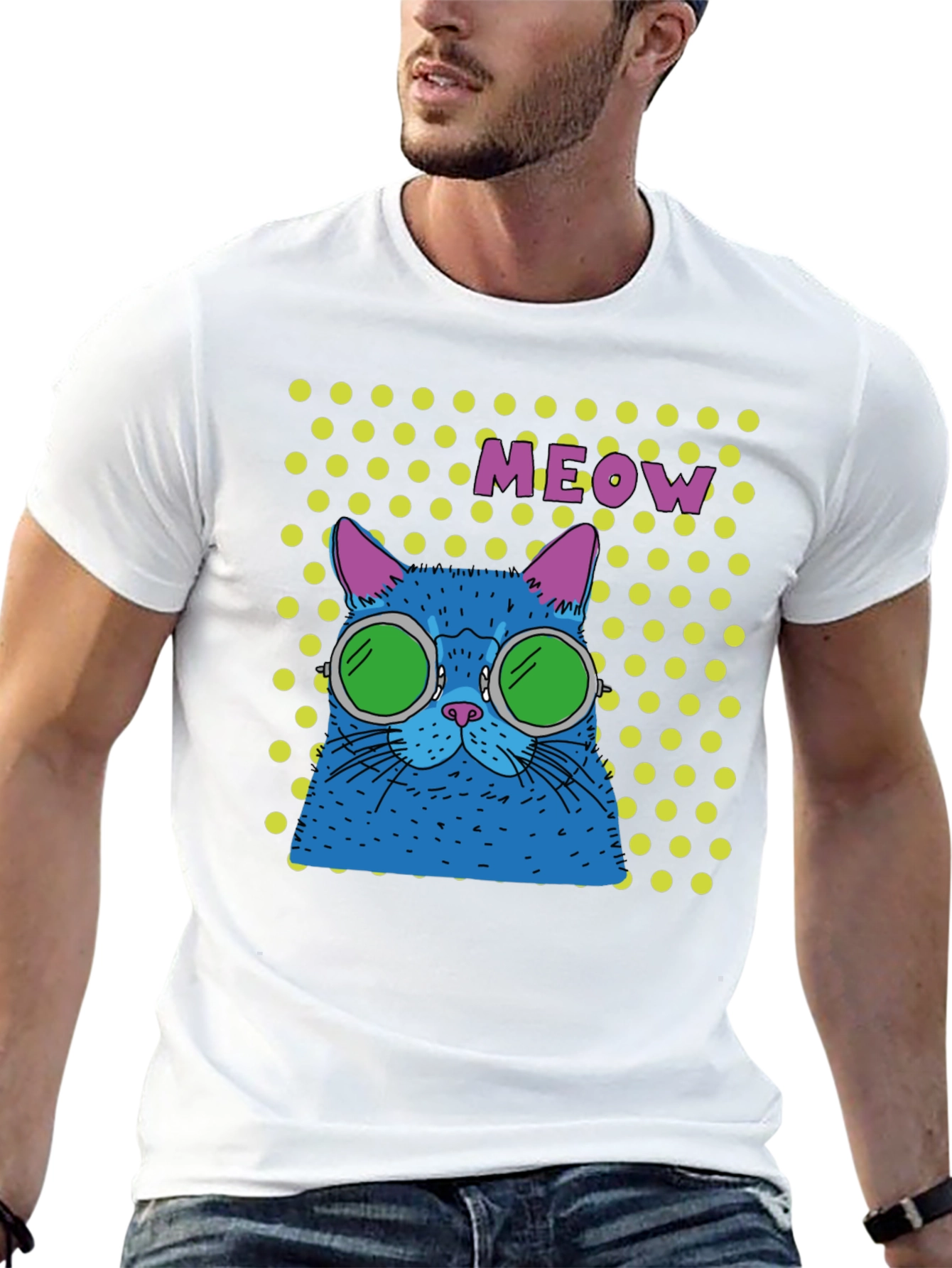 Cool Cat Meow T-Shirt - Black