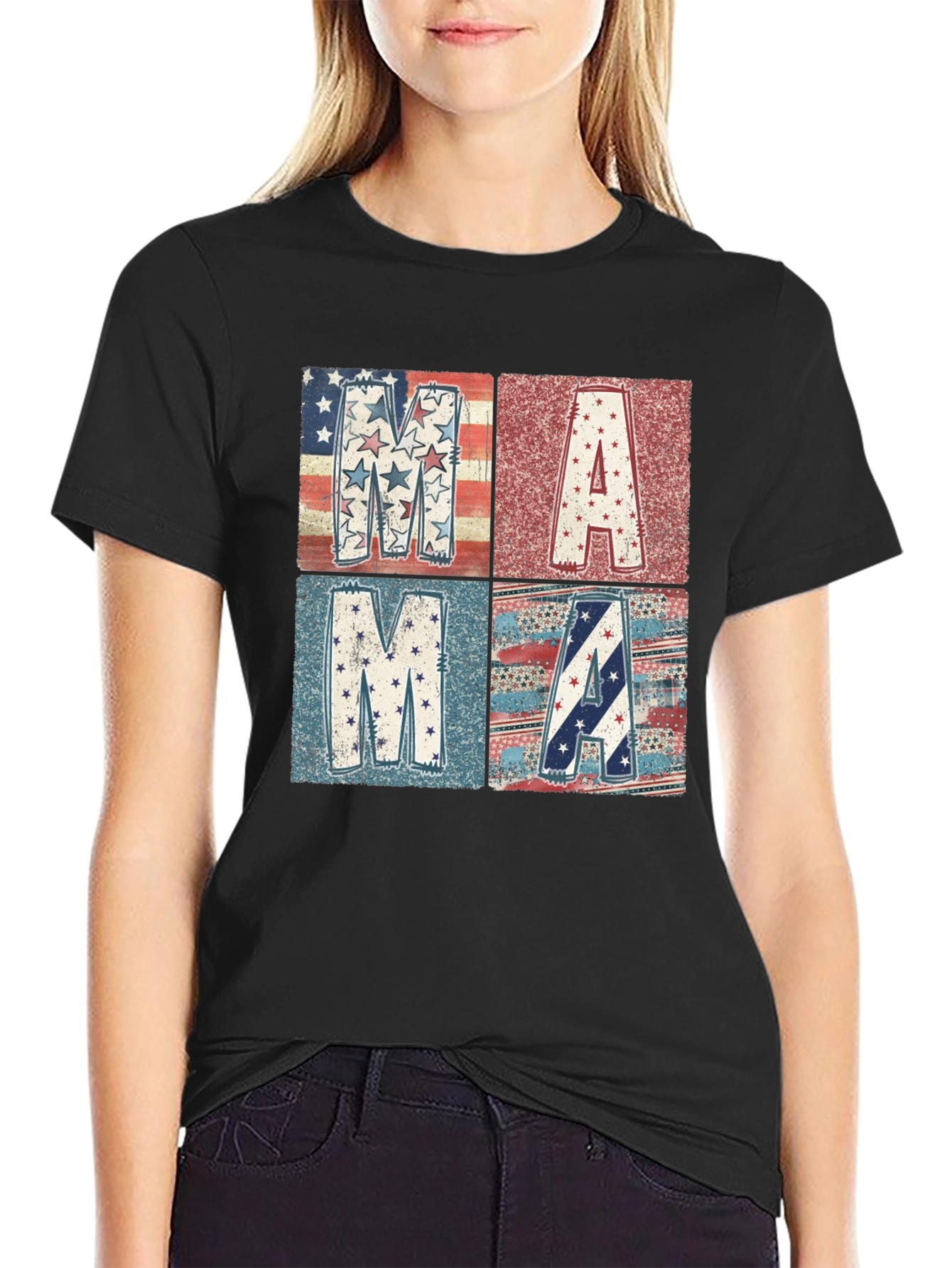 Patriotic Mama Graphic Tee - Black