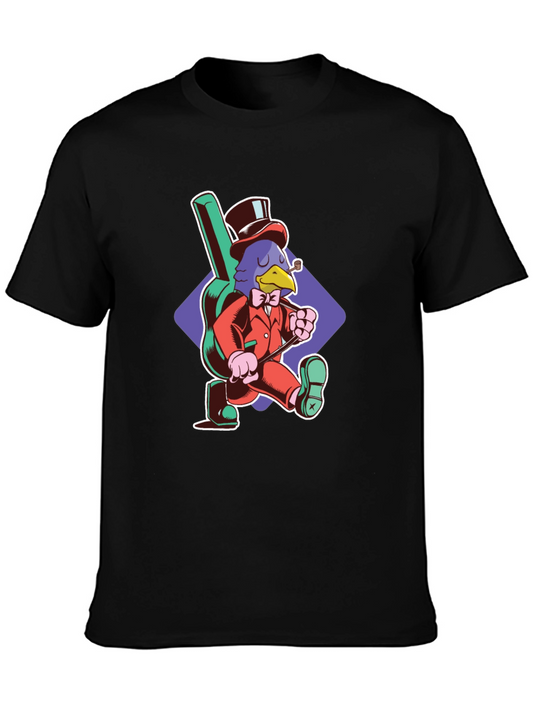 Stylish Crow Graphic Tee - Black Cotton T-Shirt