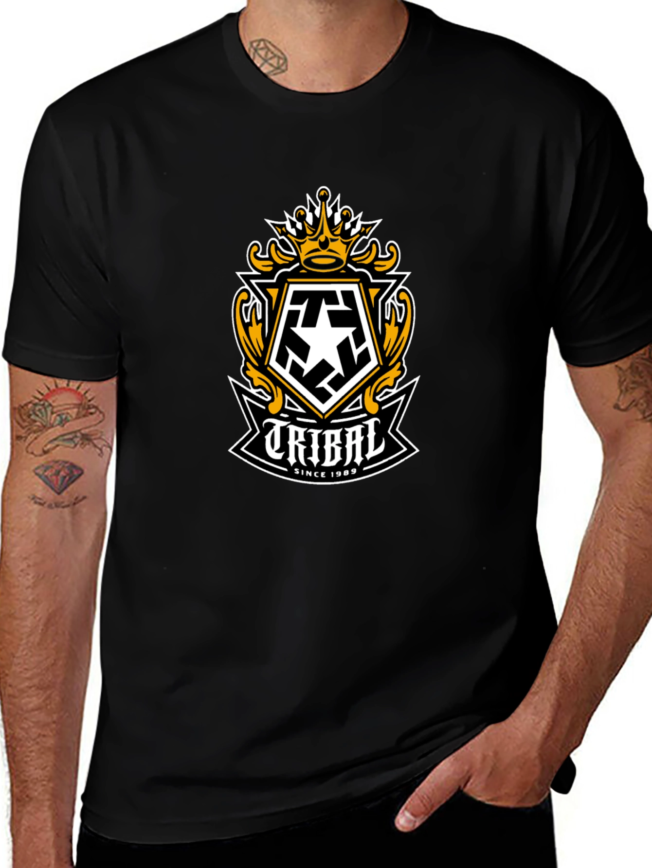 Tribal Gear Mens Black T-Shirt with Graphic Logo