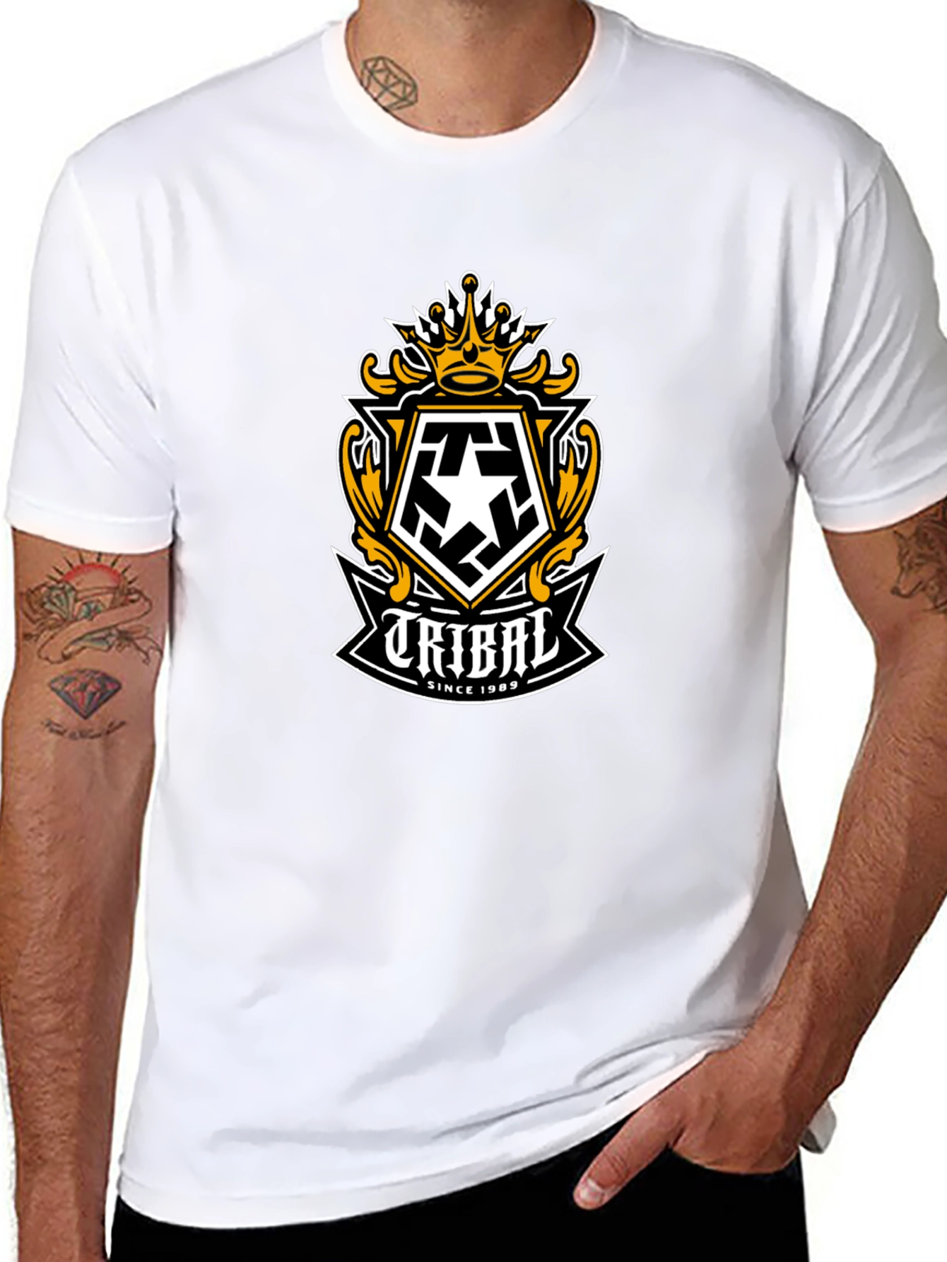 Tribal Gear Mens Black T-Shirt with Graphic Logo
