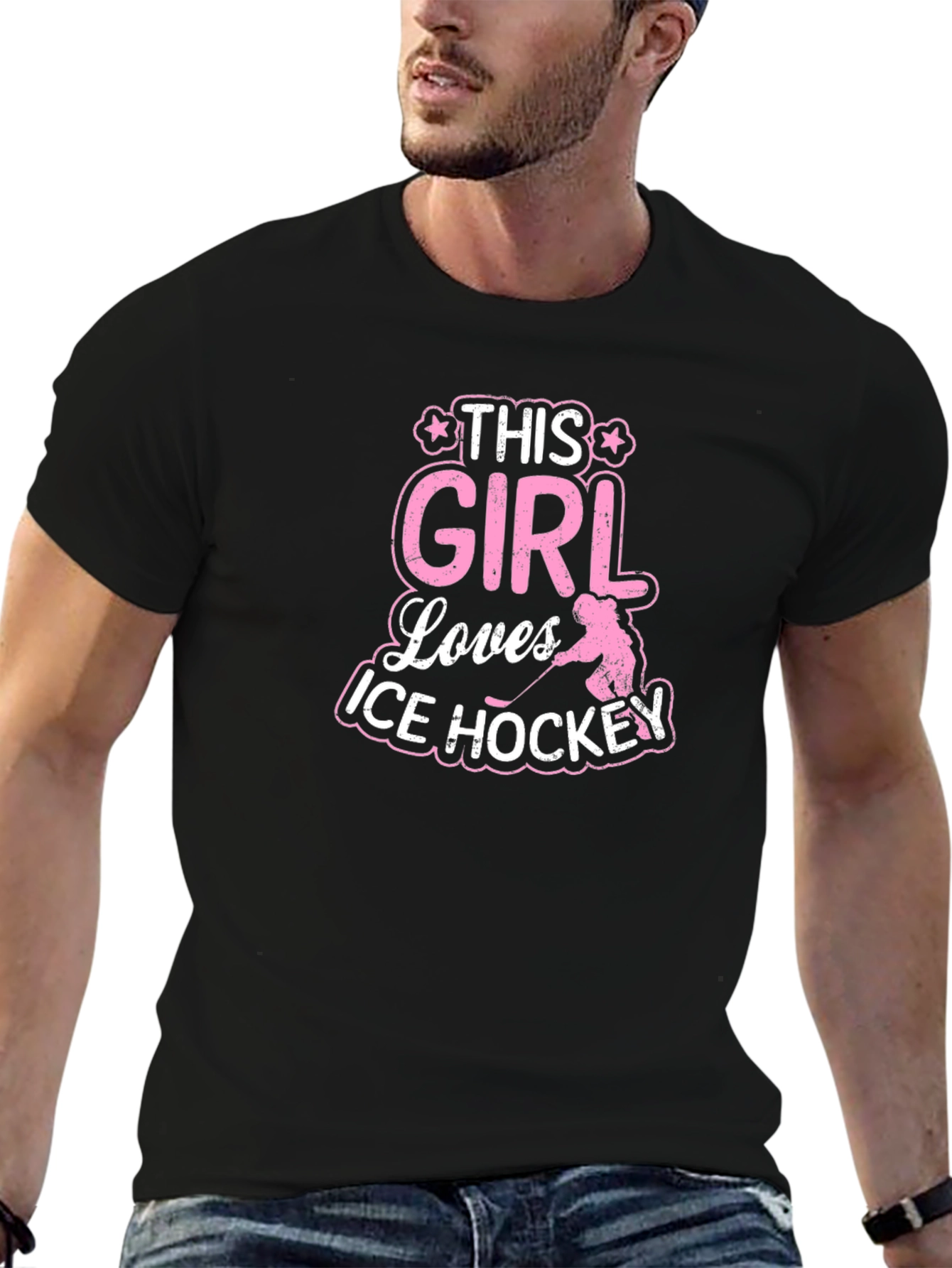 This Girl Loves Ice Hockey T-Shirt Black