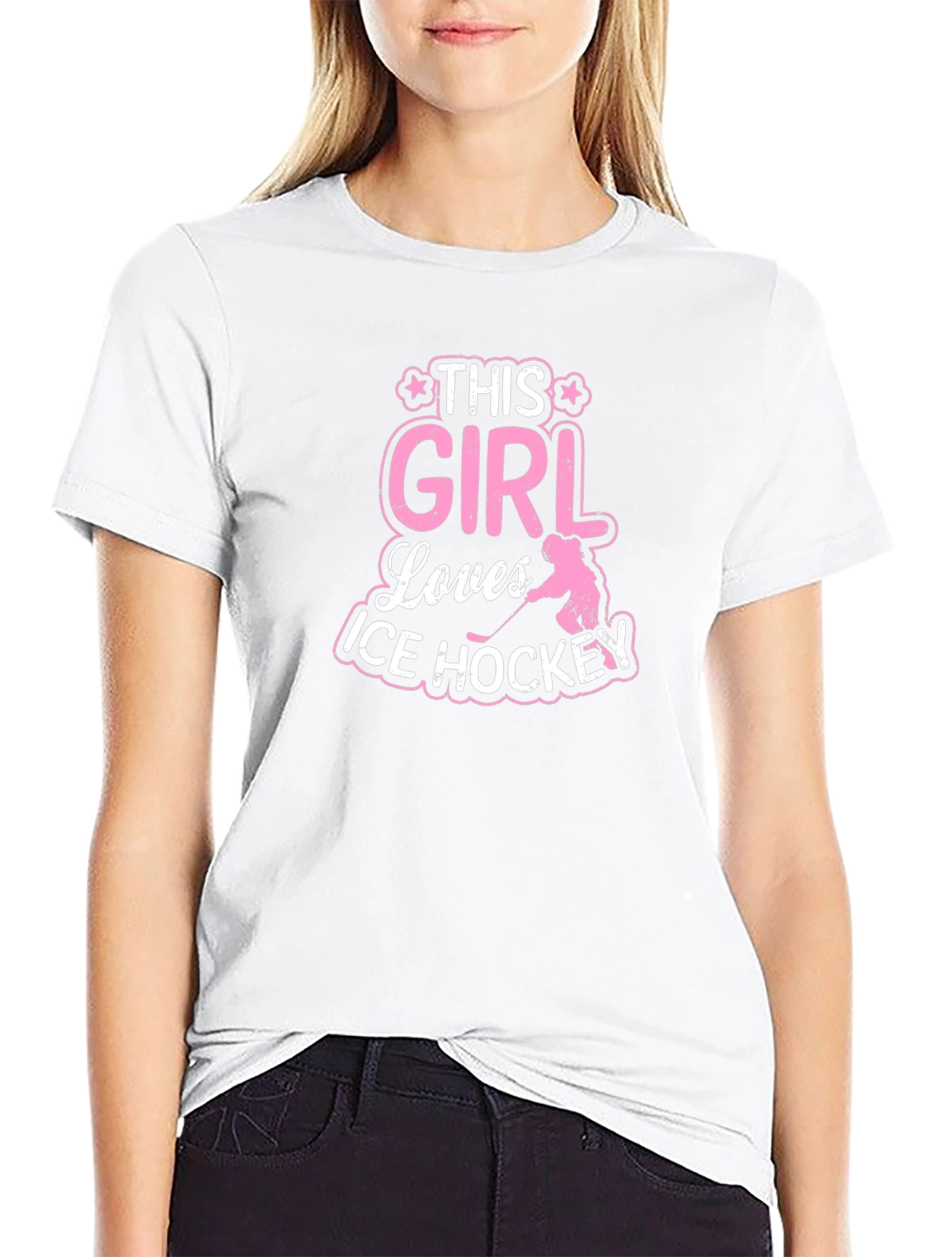 This Girl Loves Ice Hockey T-Shirt Black