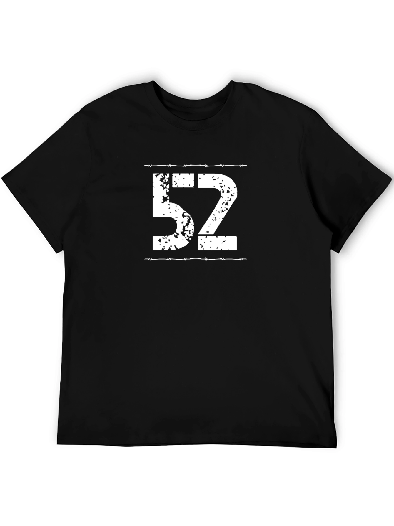 Distressed 52 Graphic Tee - Black Cotton