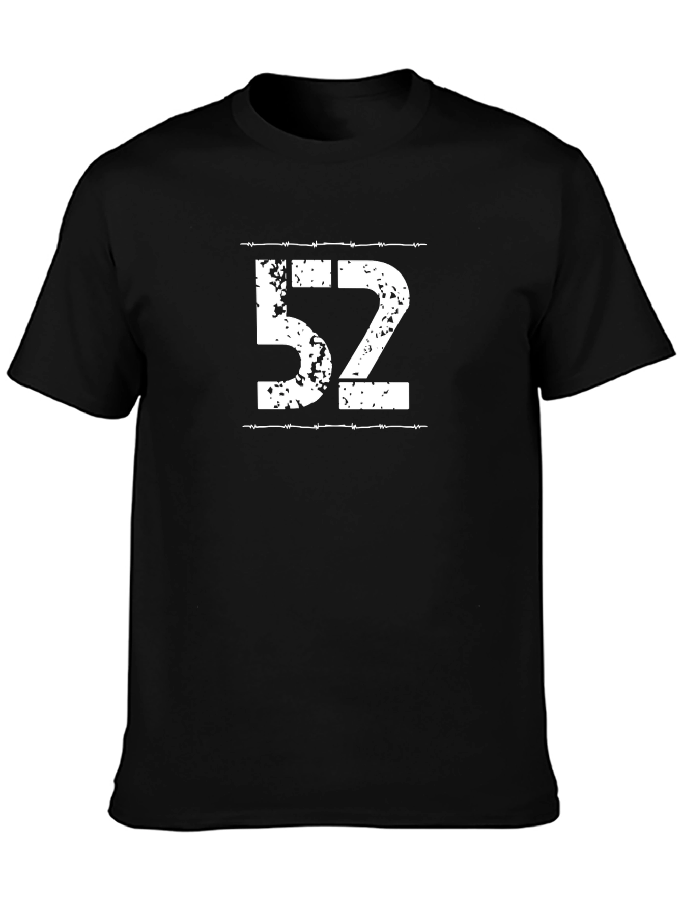 Distressed 52 Graphic Tee - Black Cotton