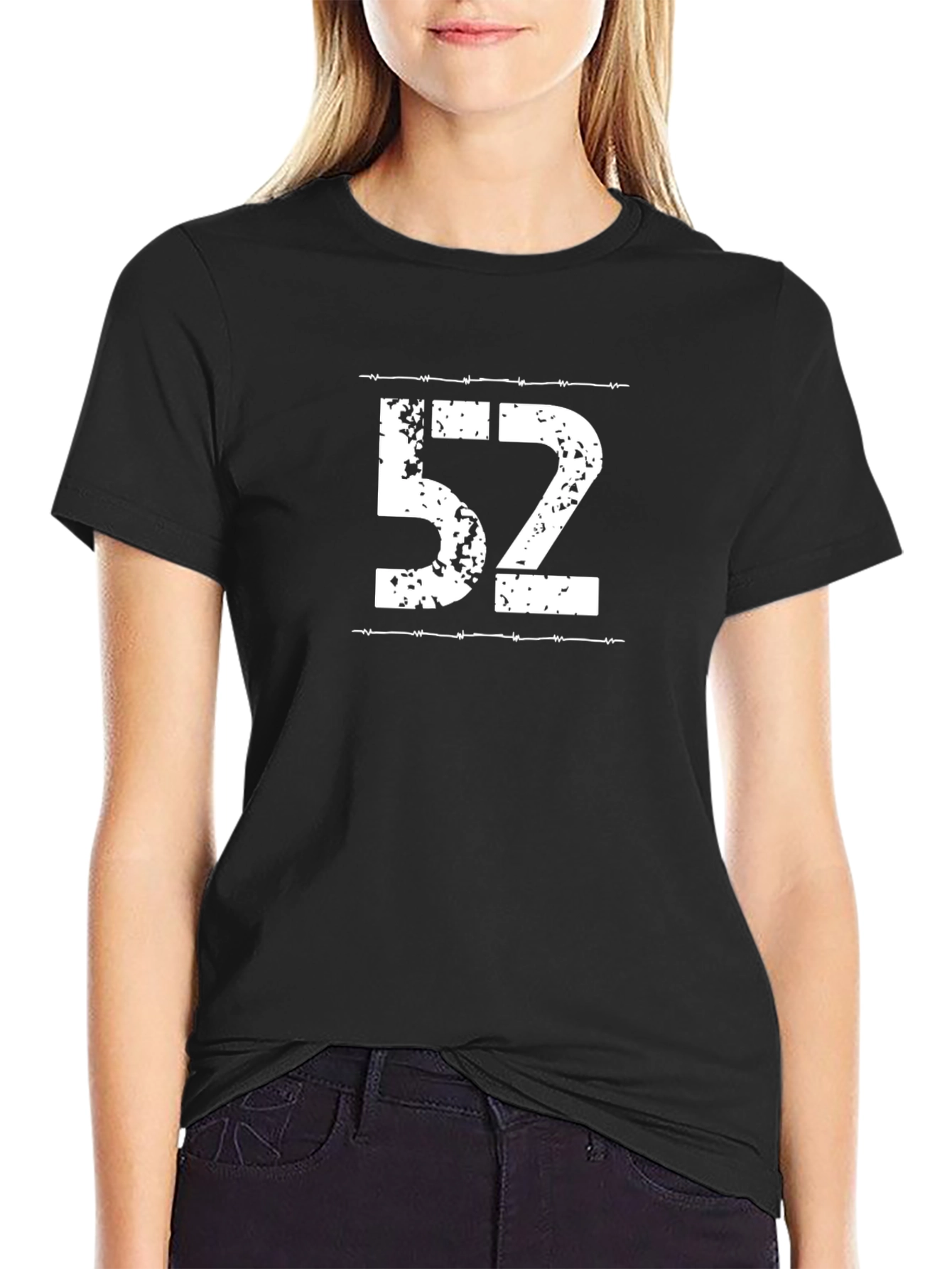 Distressed 52 Graphic Tee - Black Cotton
