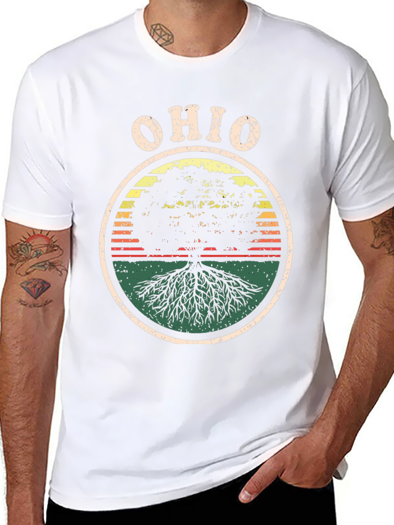 Ohio Tree Roots Retro Graphic T-Shirt