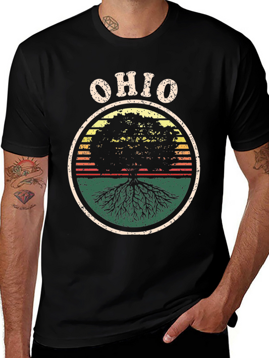 Ohio Tree Roots Retro Graphic T-Shirt
