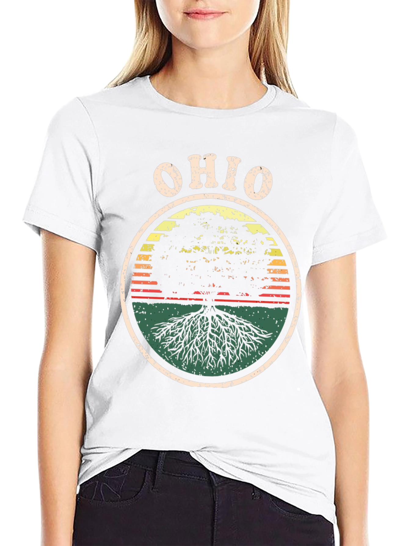 Ohio Tree Roots Retro Graphic T-Shirt