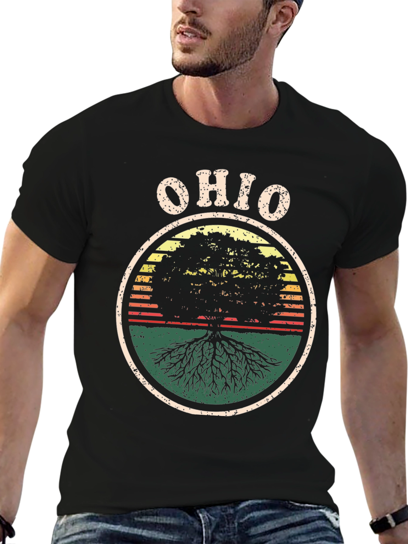 Ohio Tree Roots Retro Graphic T-Shirt