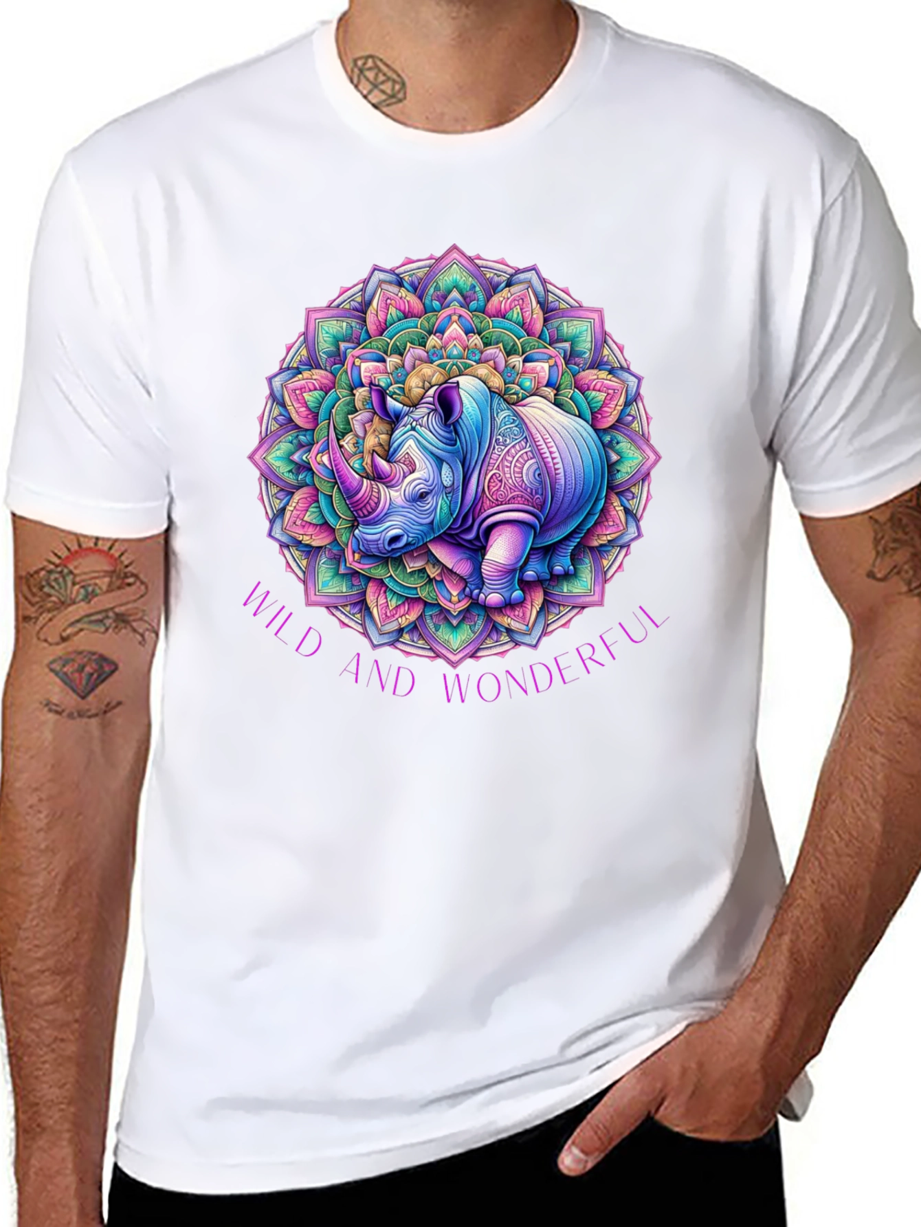Wild and Wonderful Rhino Mandala T-Shirt
