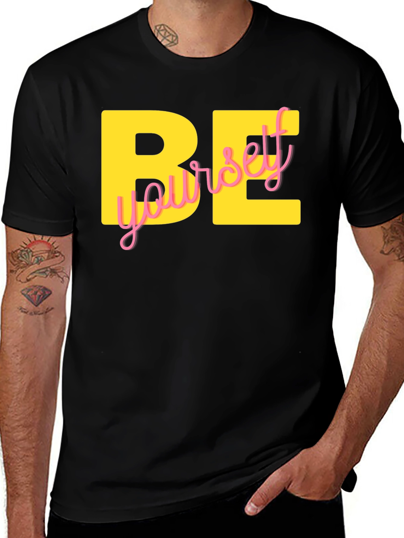 Be Yourself Graphic Tee - Black Cotton Blend
