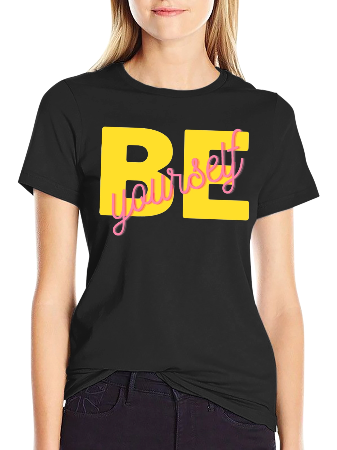 Be Yourself Graphic Tee - Black Cotton Blend