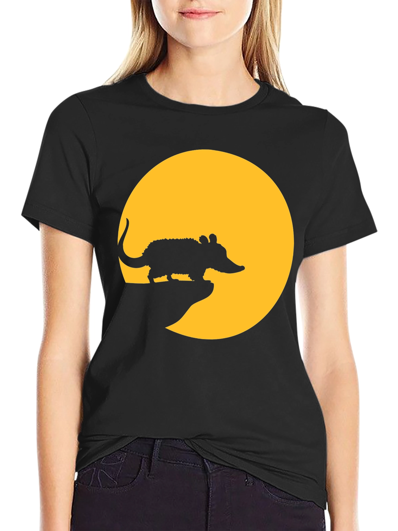 Armadillo Moon Mens Black T-Shirt