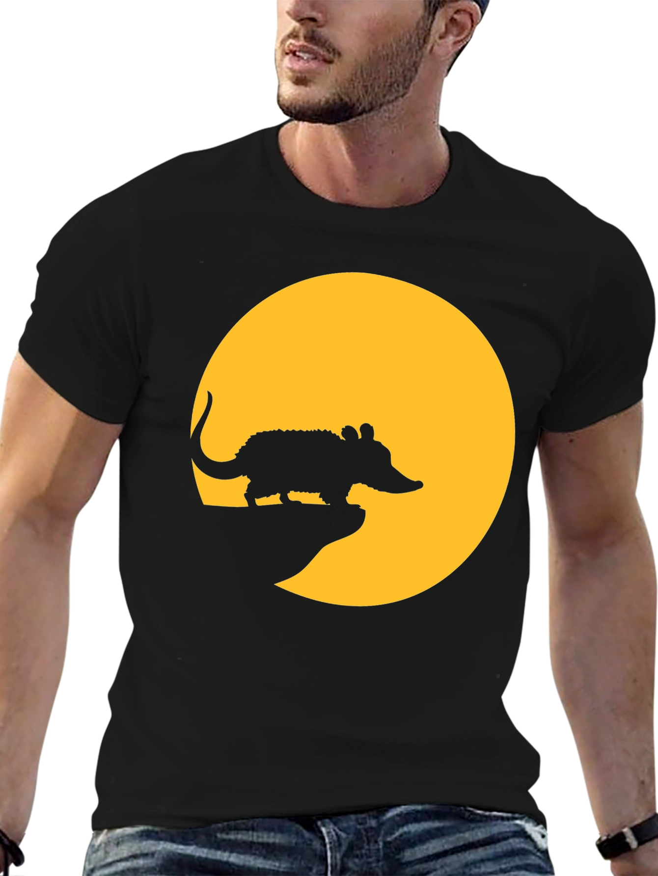 Armadillo Moon Mens Black T-Shirt