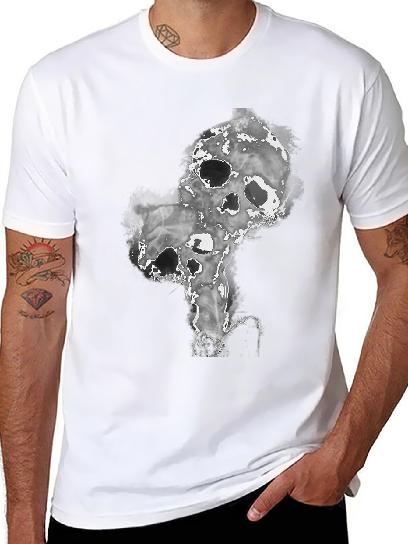 Smokey Skull Graphic Tee - Dark and Edgy Design