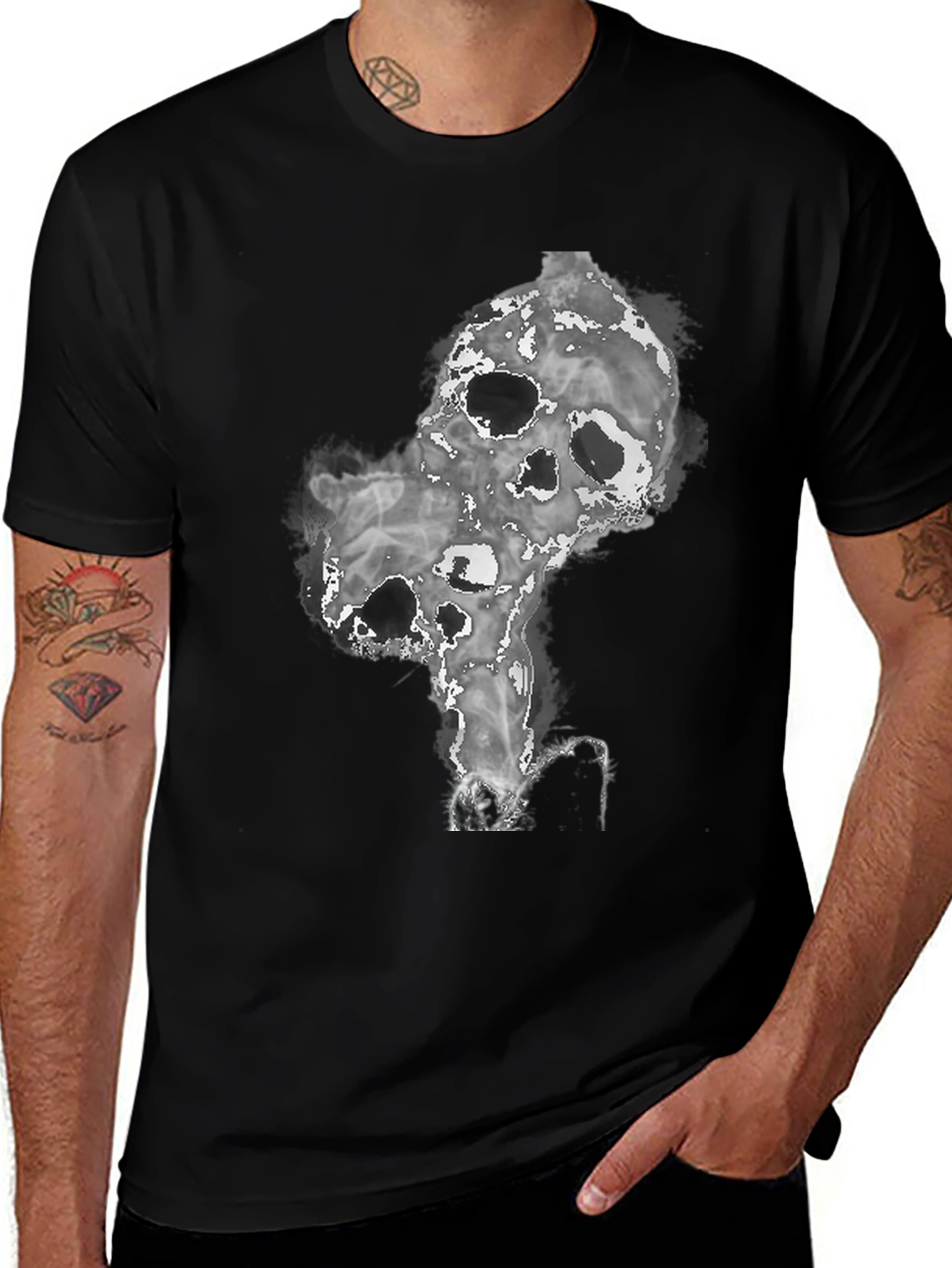 Smokey Skull Graphic Tee - Dark and Edgy Design