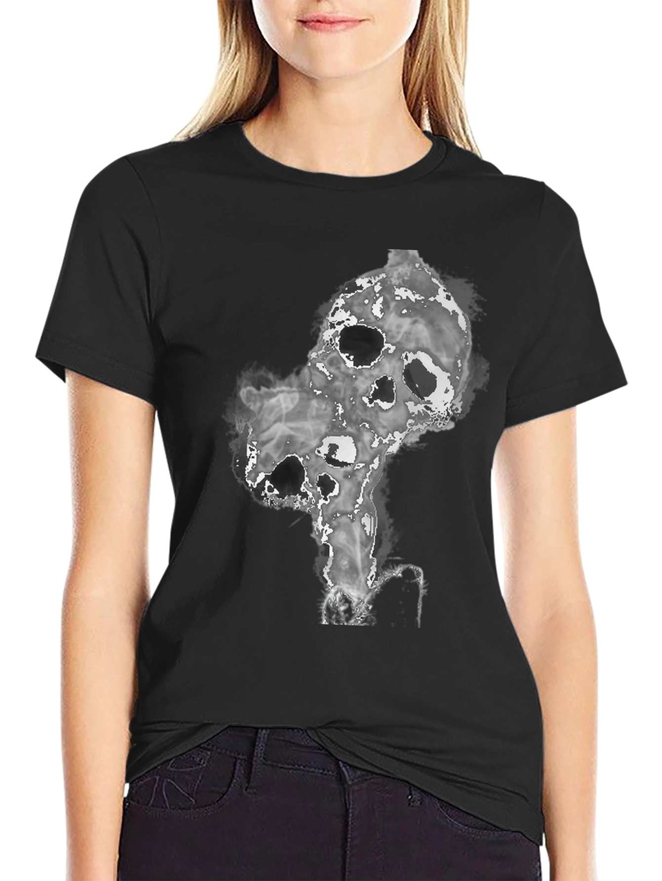 Smokey Skull Graphic Tee - Dark and Edgy Design
