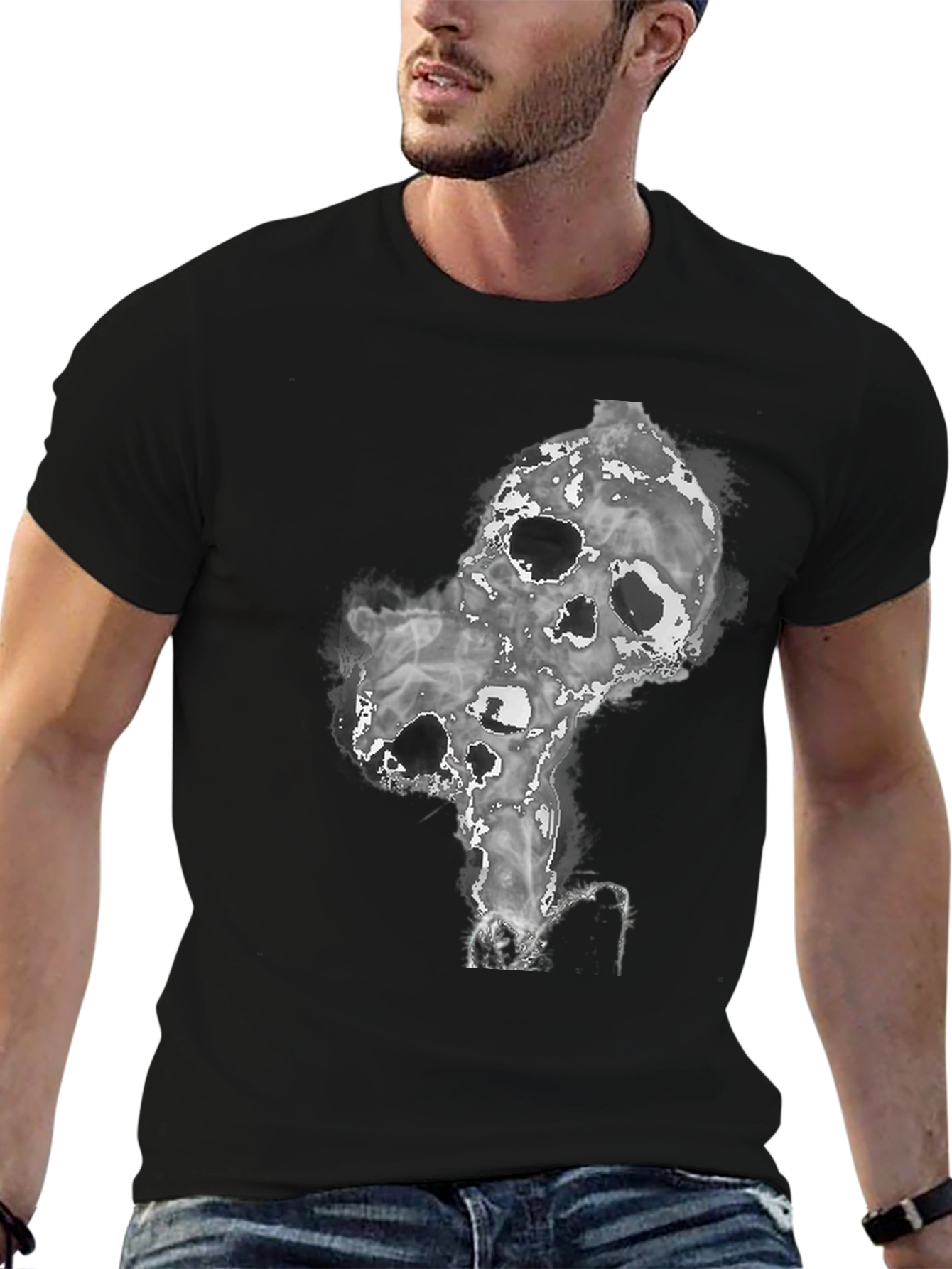 Smokey Skull Graphic Tee - Dark and Edgy Design