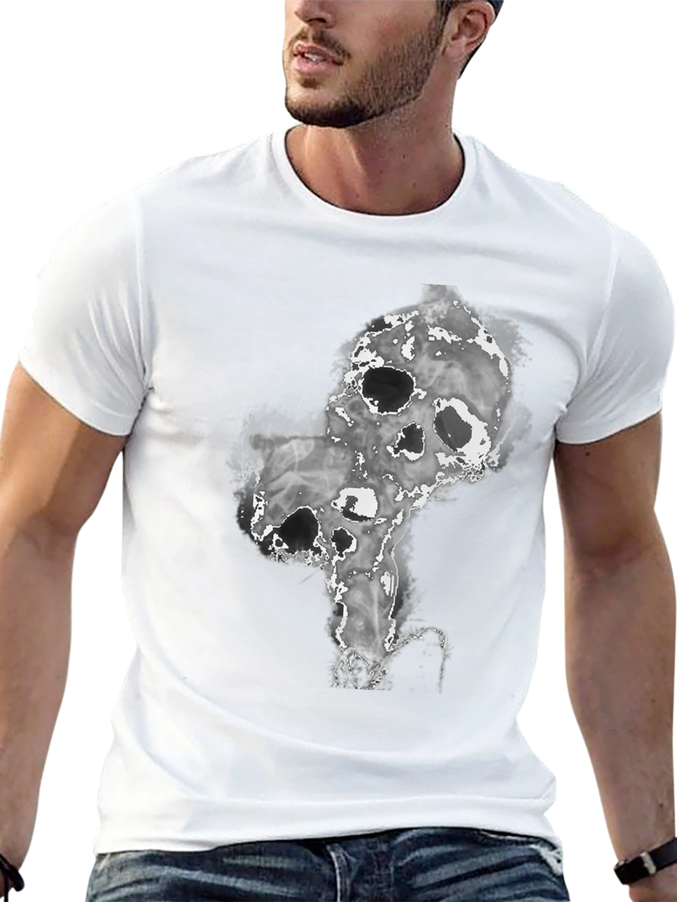 Smokey Skull Graphic Tee - Dark and Edgy Design
