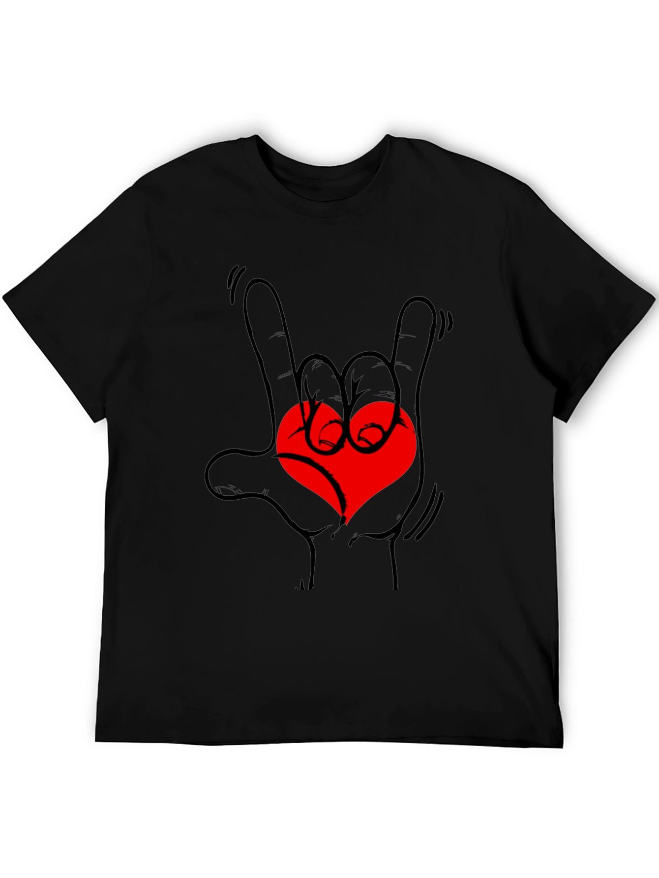 Rock On Love Heart Graphic Tee - Black