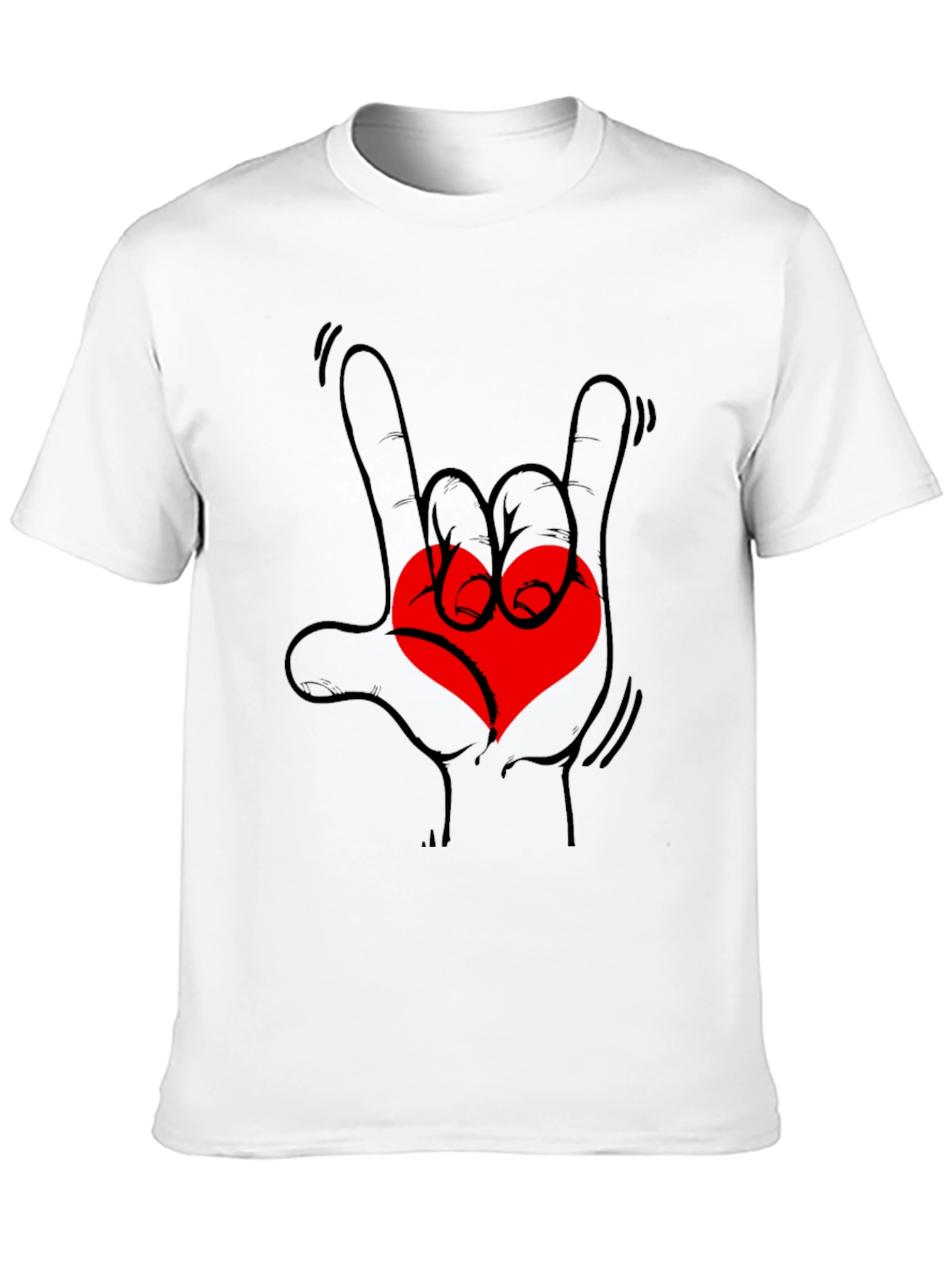 Rock On Love Heart Graphic Tee - Black