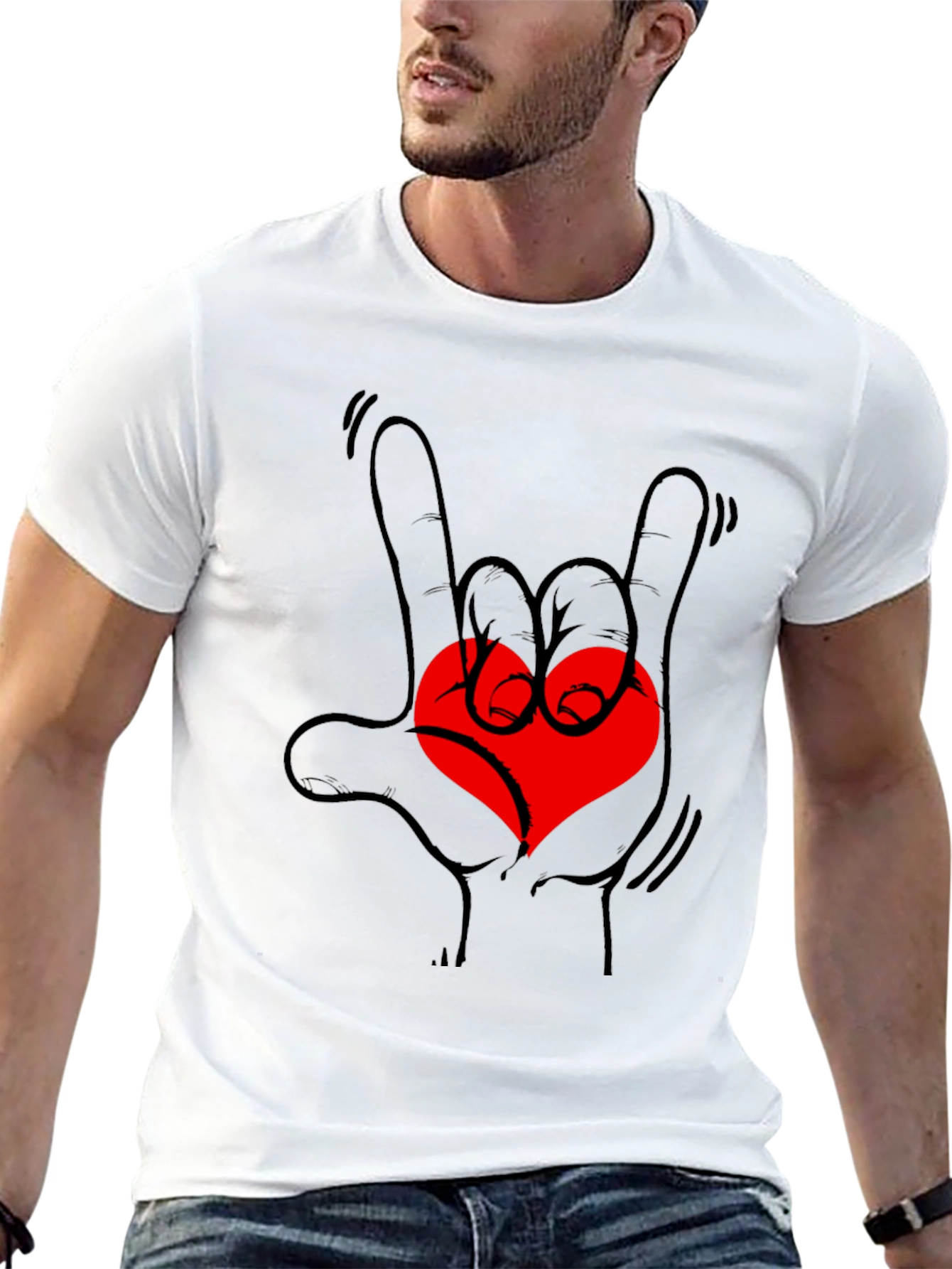 Rock On Love Heart Graphic Tee - Black