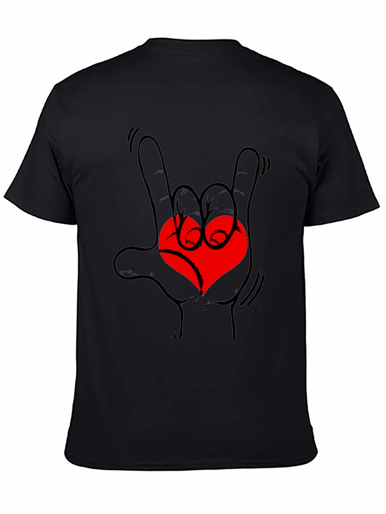 Rock On Love Heart Graphic Tee - Black