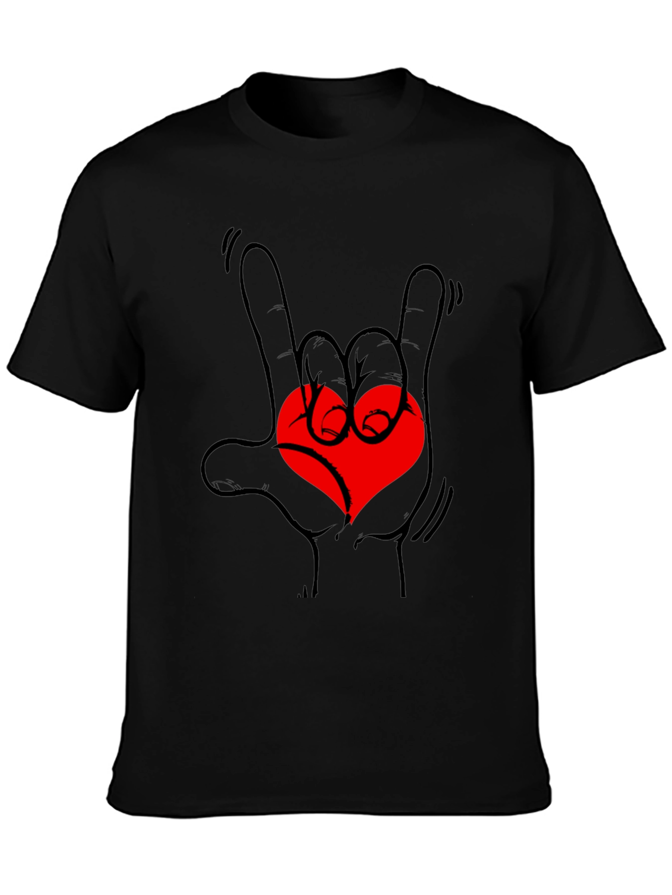 Rock On Love Heart Graphic Tee - Black