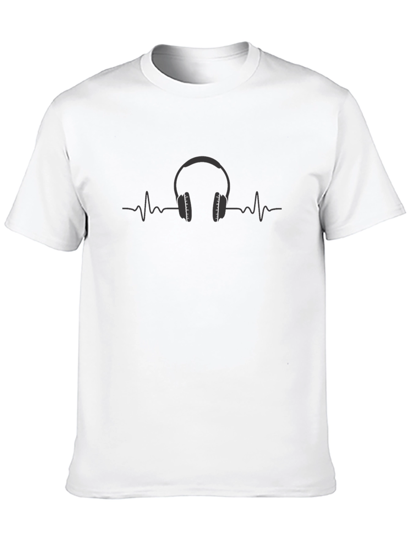 Headphone Heartbeat Graphic Tee - Black