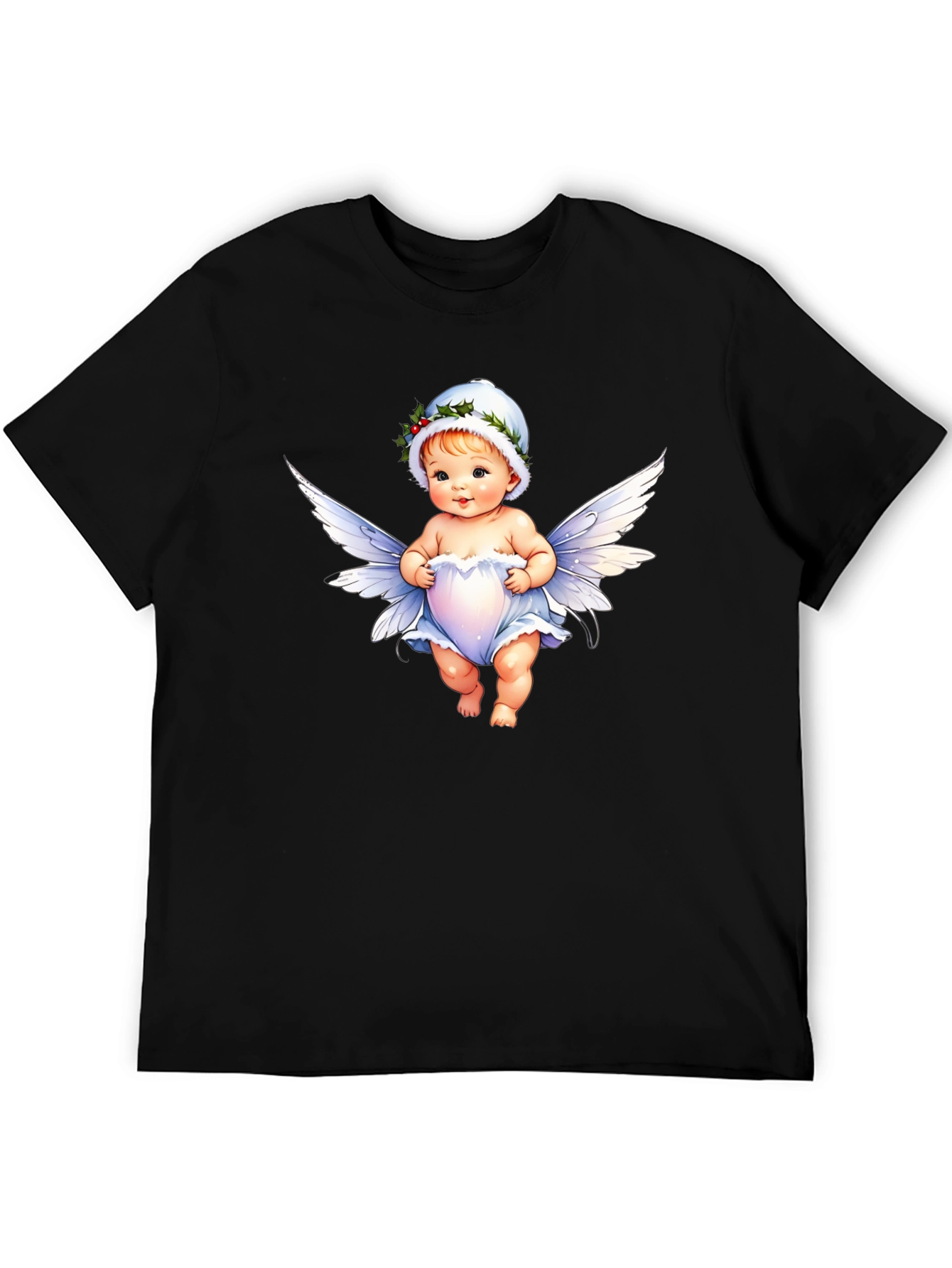 Angel Baby Graphic Tee - Unisex Black Cotton Shirt