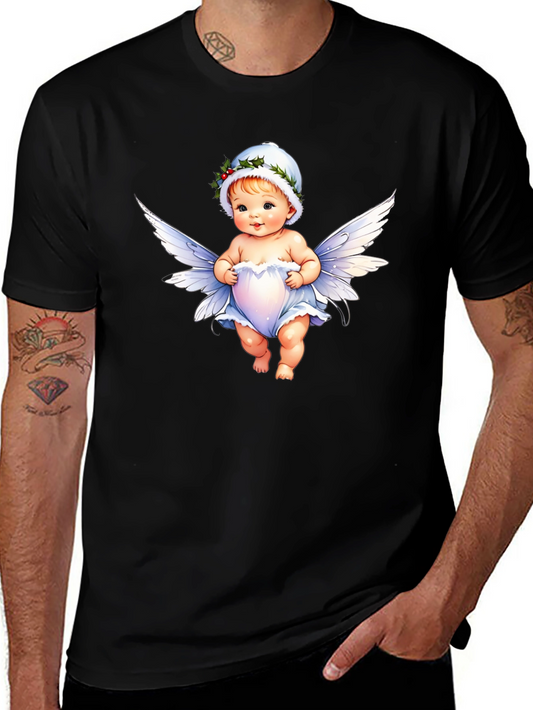Angel Baby Graphic Tee - Unisex Black Cotton Shirt