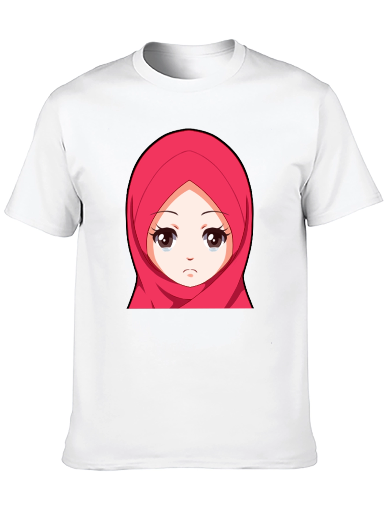 Anime Girl Hijab Graphic Black T-Shirt