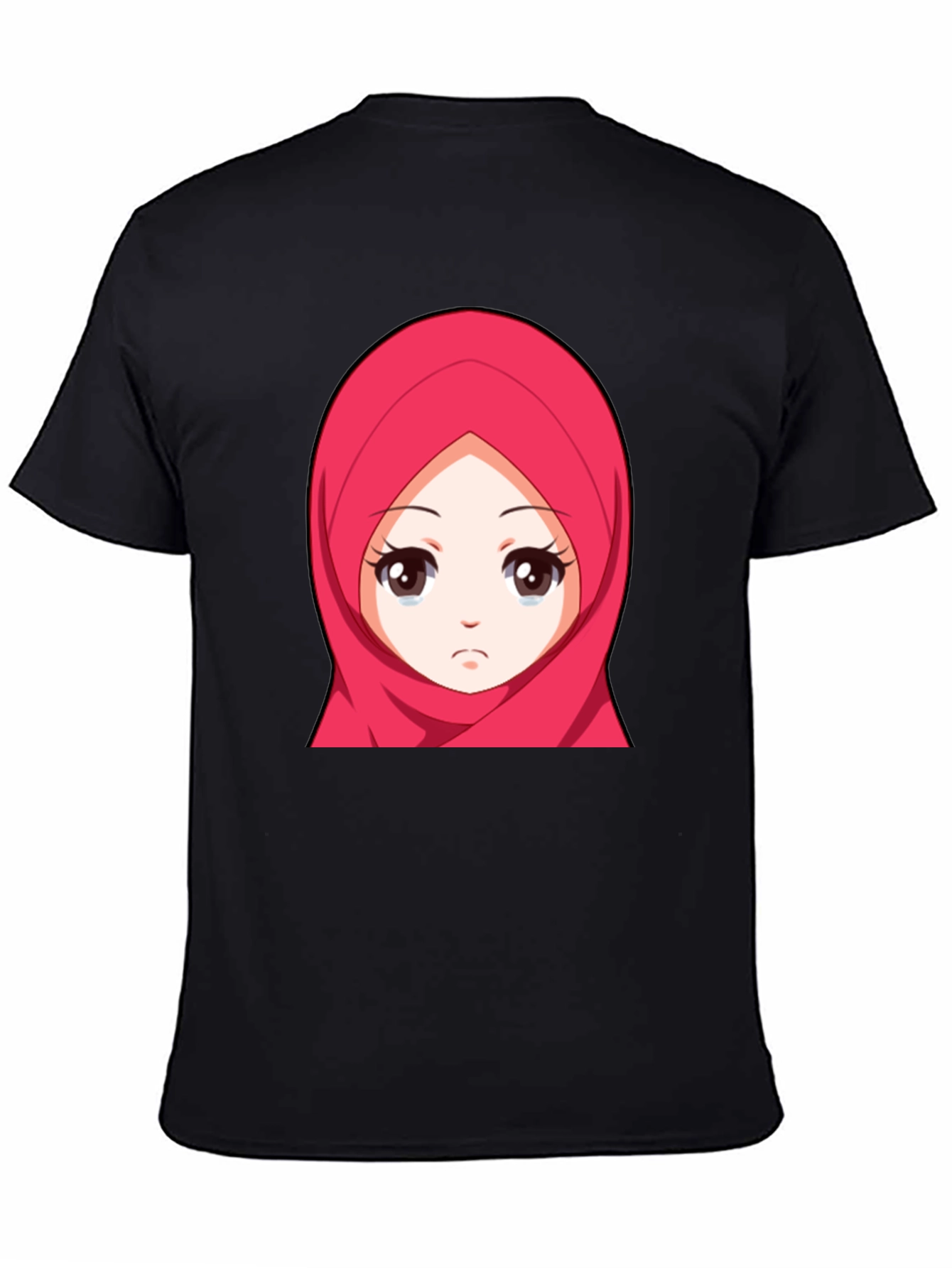 Anime Girl Hijab Graphic Black T-Shirt